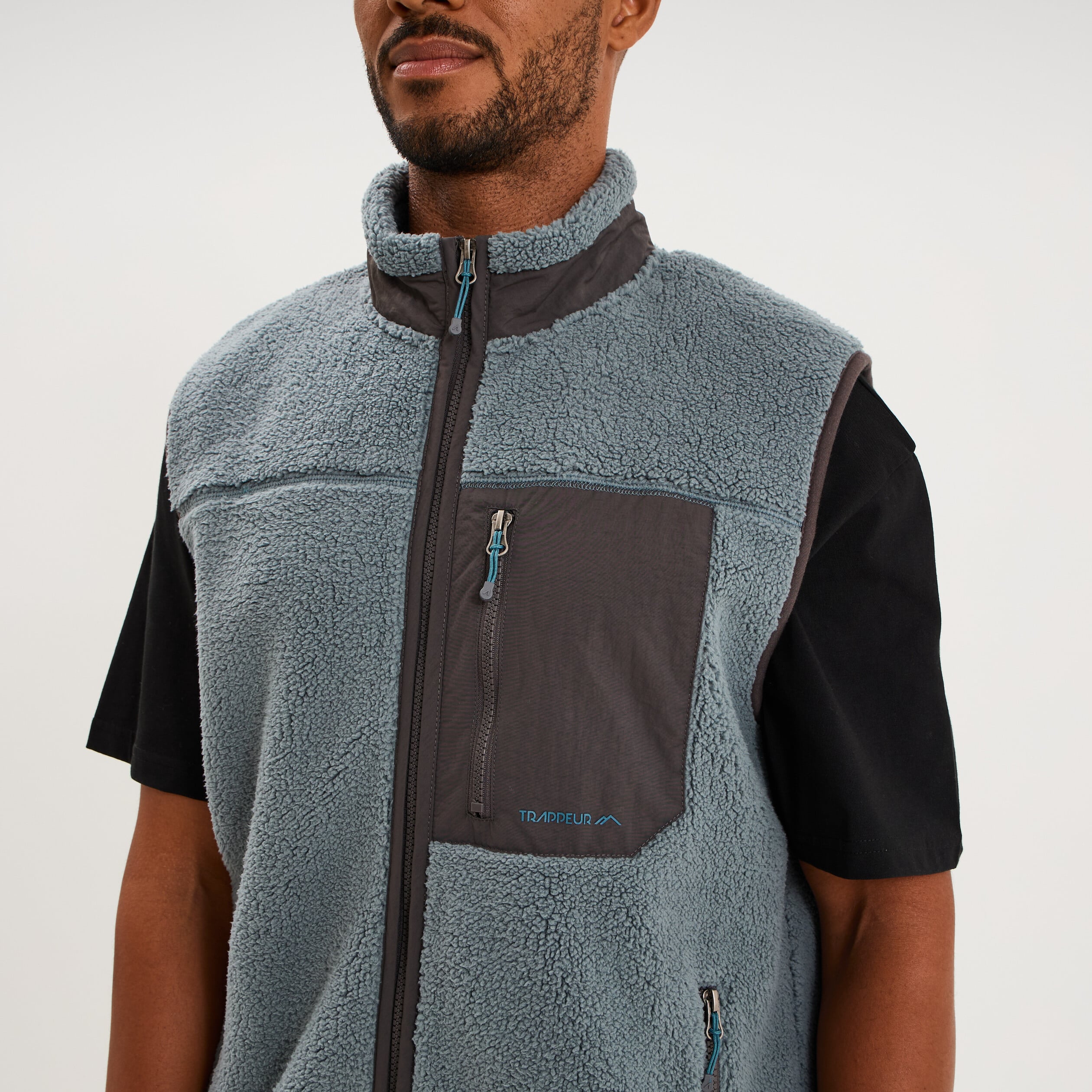 Gilet effet polaire sans manches bleu gris homme