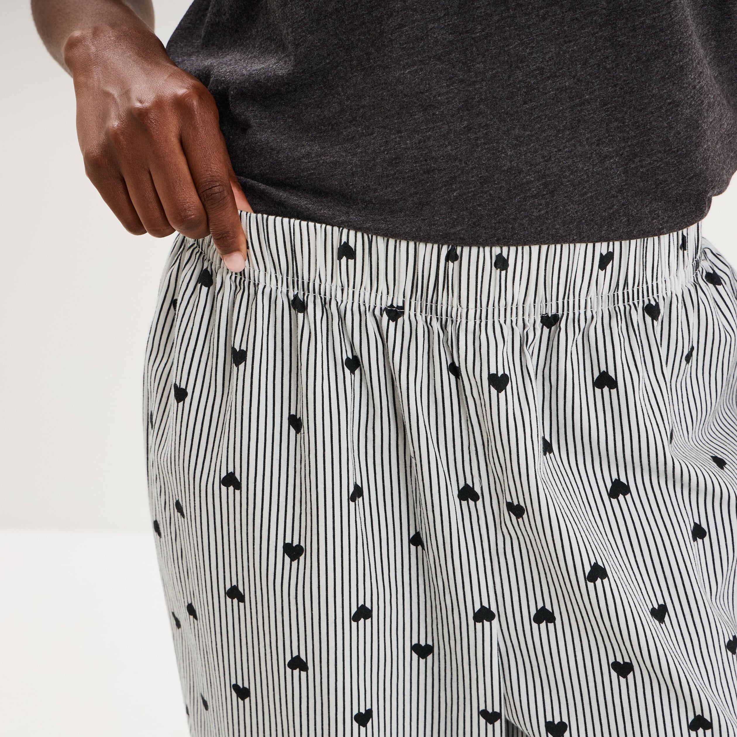 Pantalon de pyjama droit coton noir femme