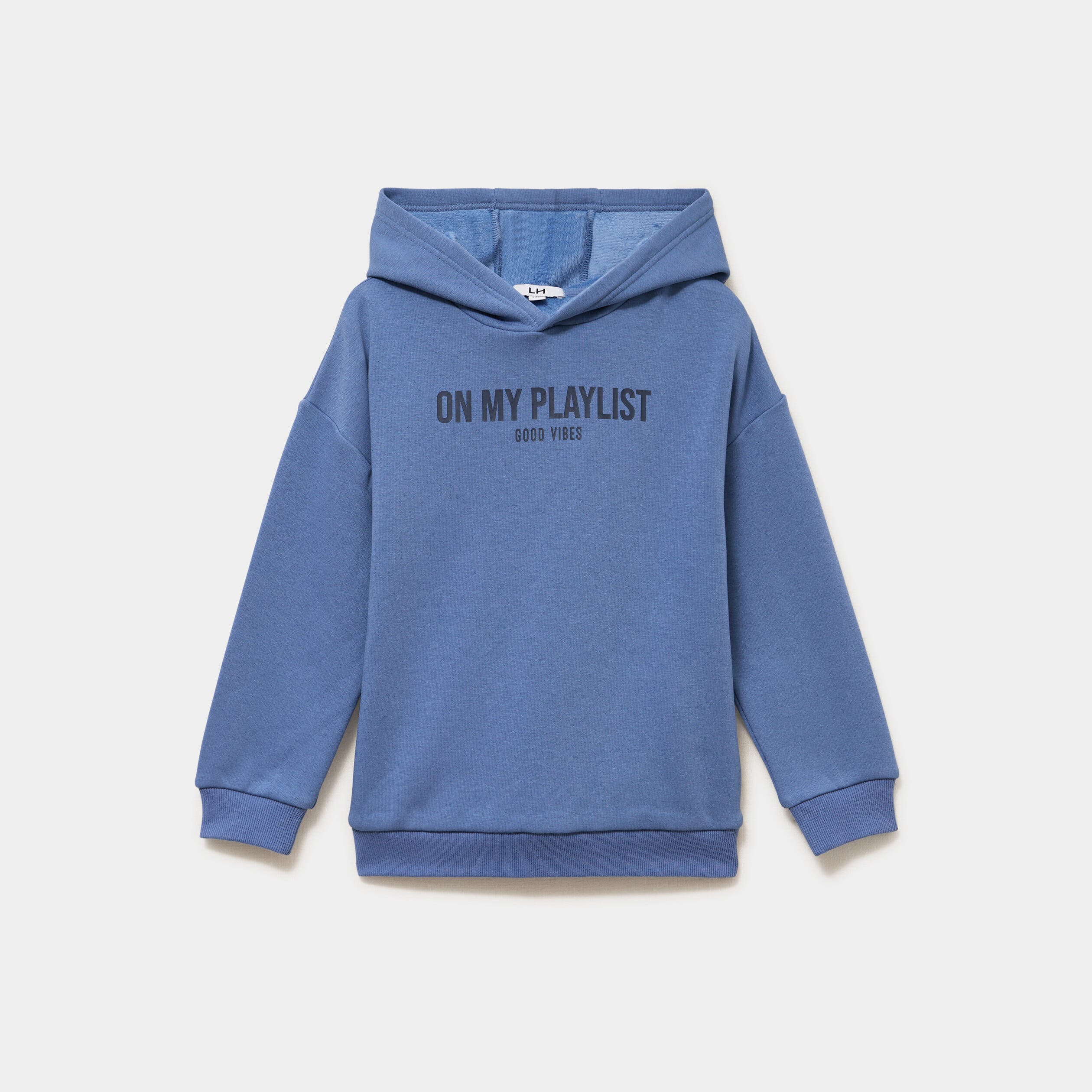Sweat hoodie doubl&eacute; &agrave; capuche oversize bleu gar&ccedil;on