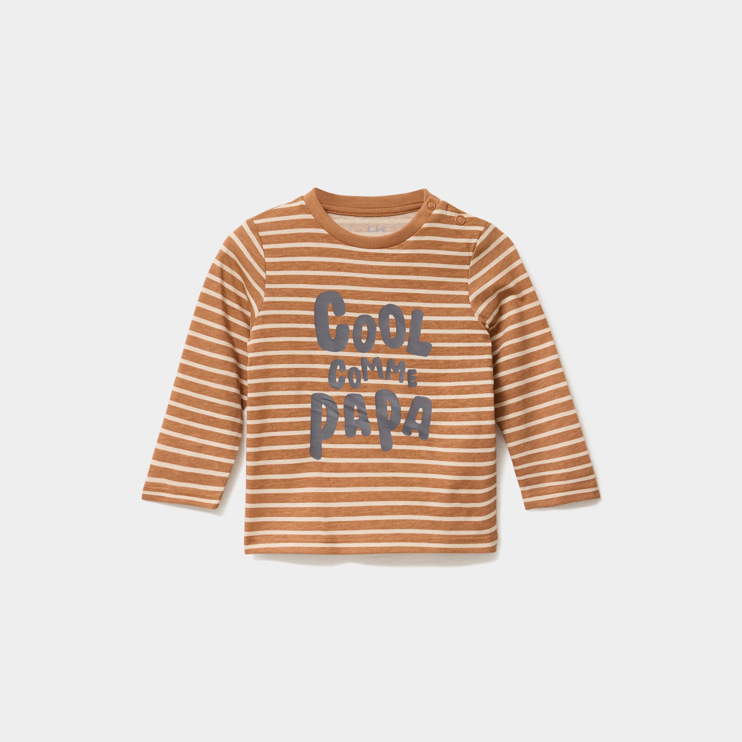 t shirt manches longues col rond coton camel bebeg T-shirt manches longues col rond coton camel bébé garçon