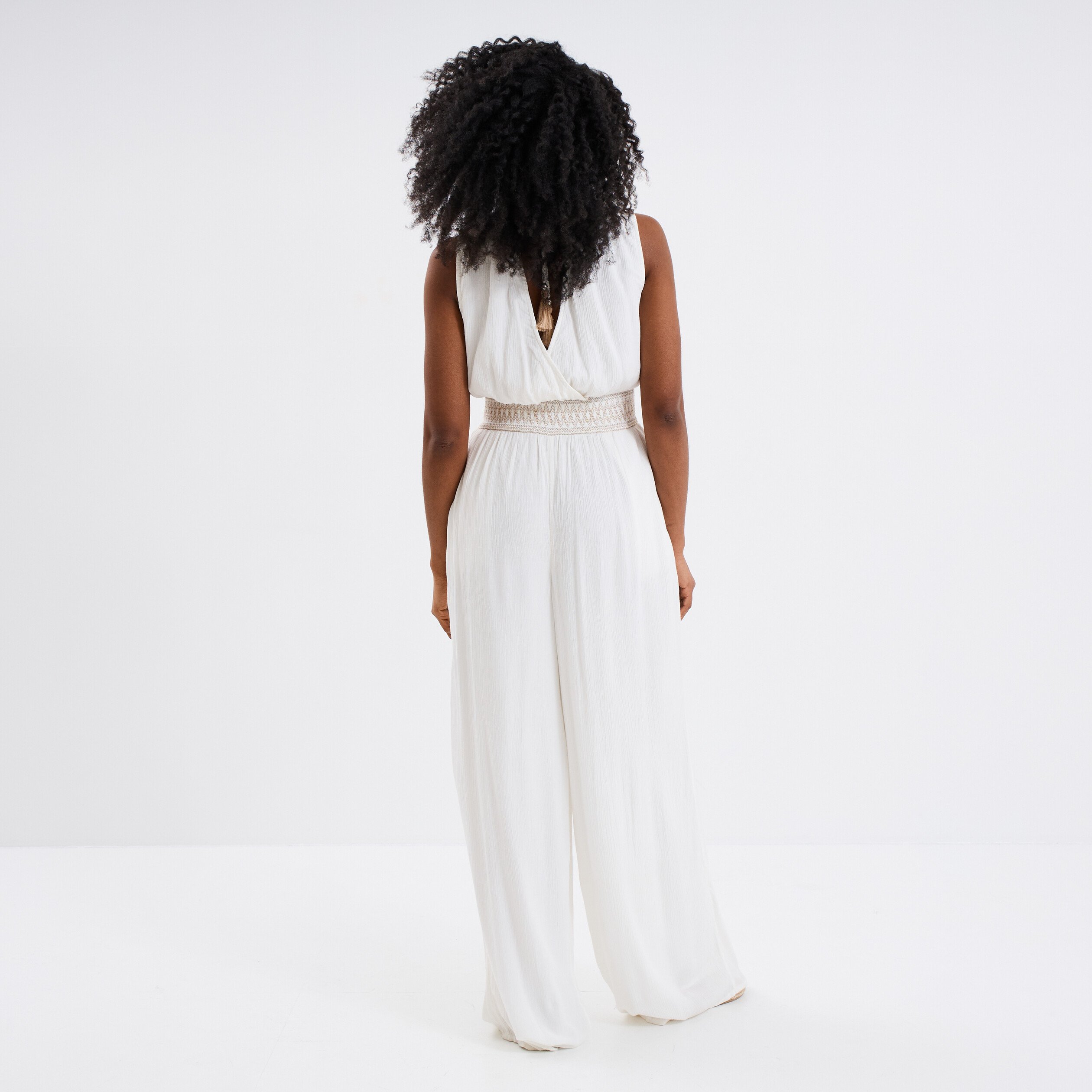 combinaison pantalon dos en v blanc femme Combinaison pantalon dos en V blanc femme