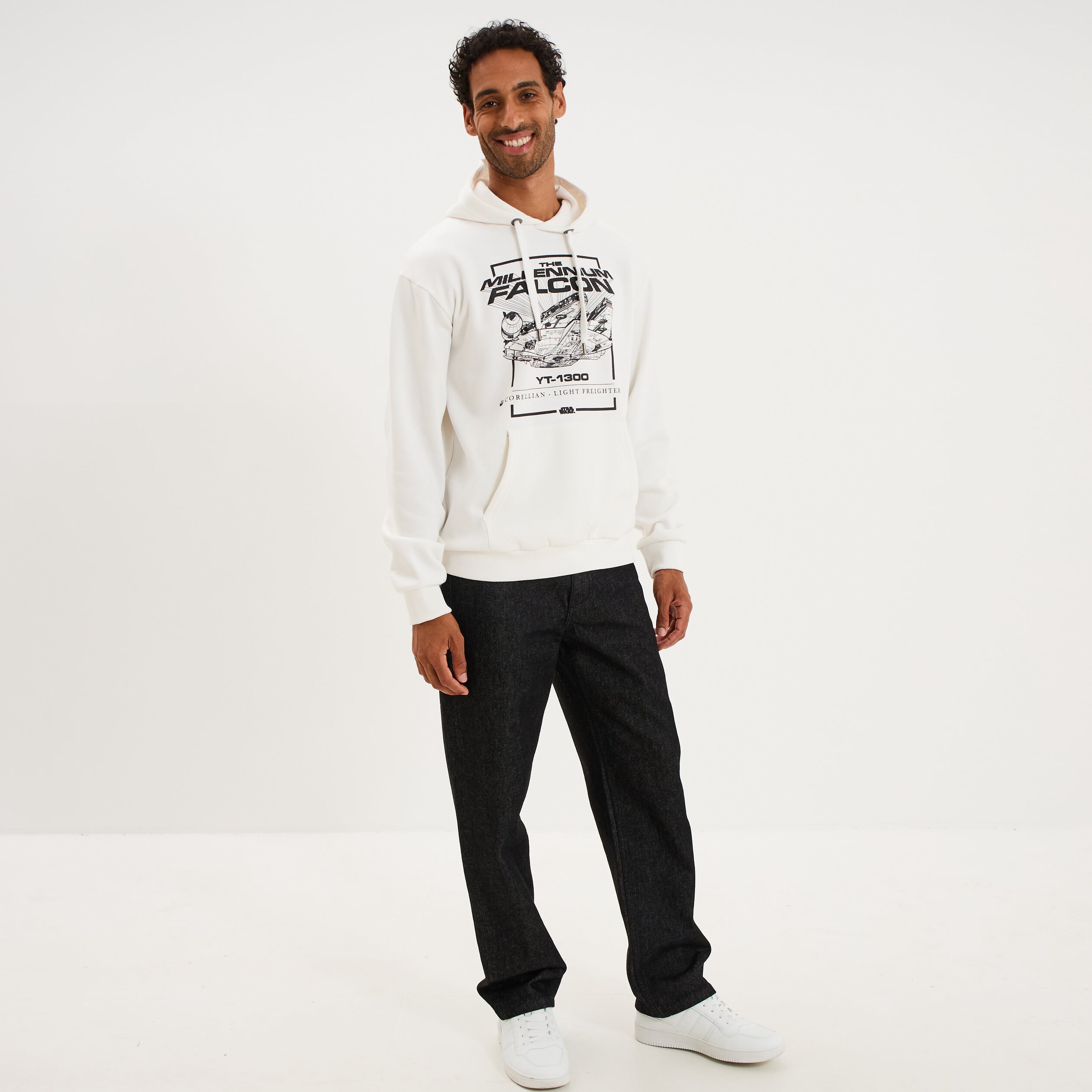 Sweat hoodie 1 poche &agrave; capuche Star Wars ivoire homme