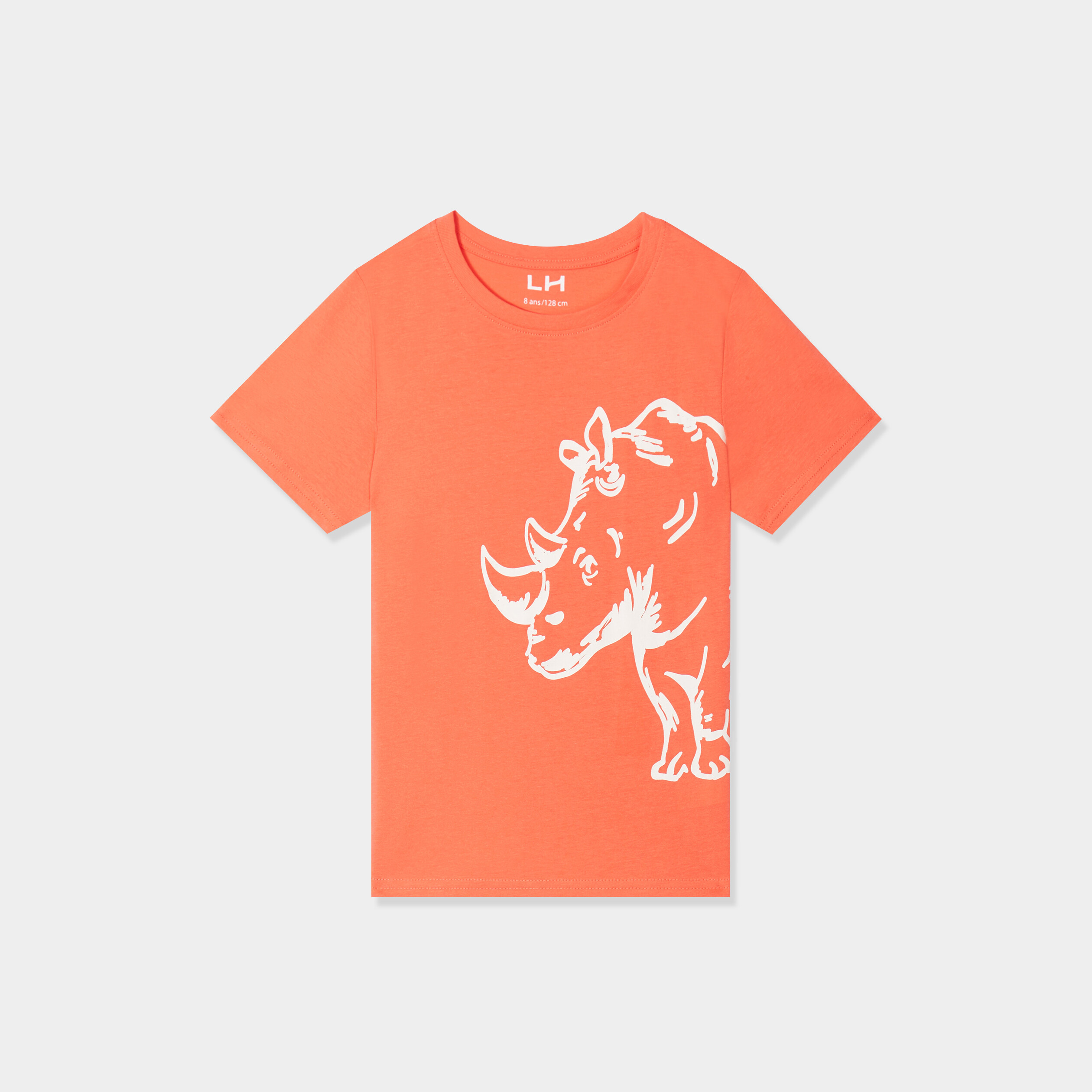 t shirt col rond et manches courtes rouge corail garcon T-shirt col rond et manches courtes rouge corail garçon