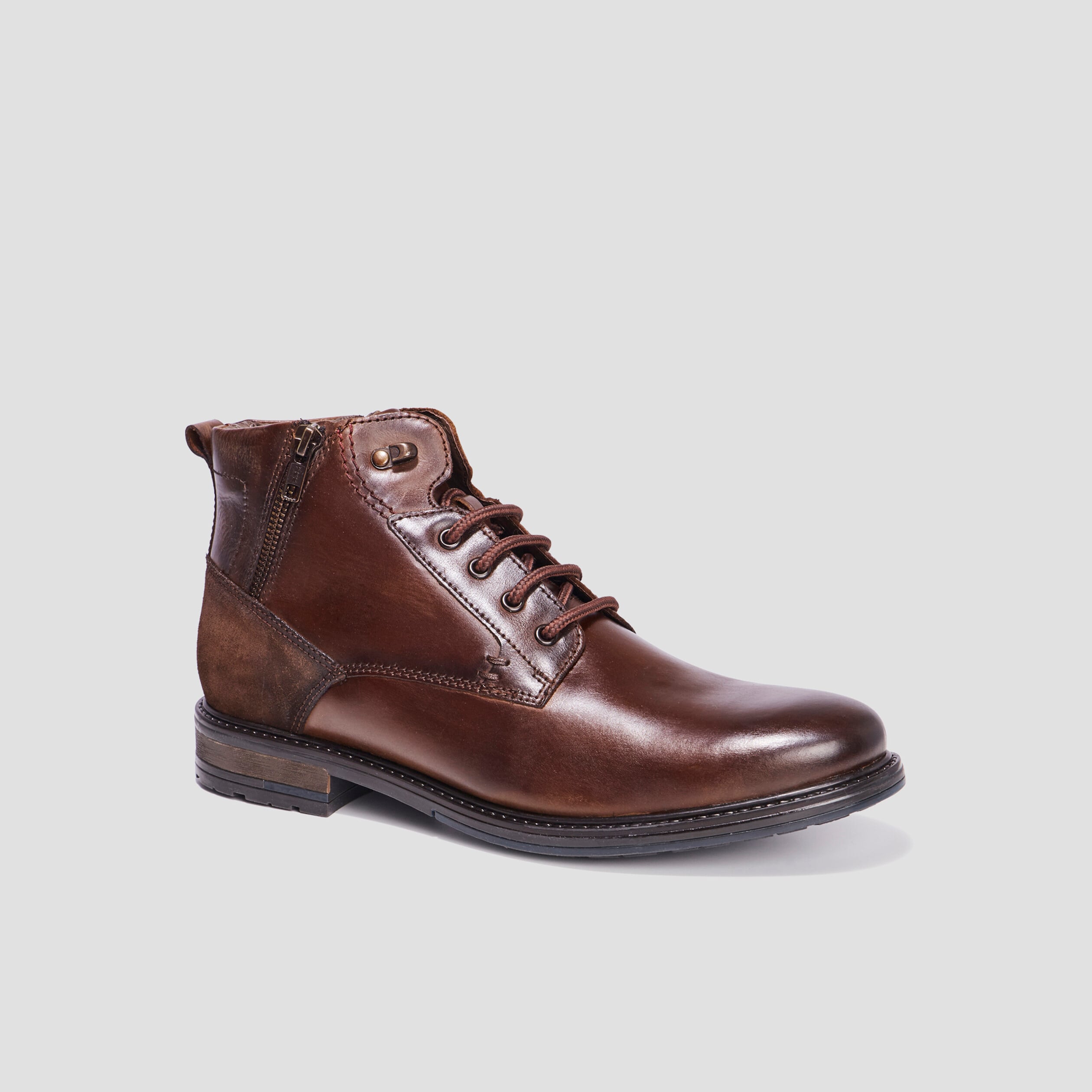 Bottines zipp&eacute;es en cuir marron homme