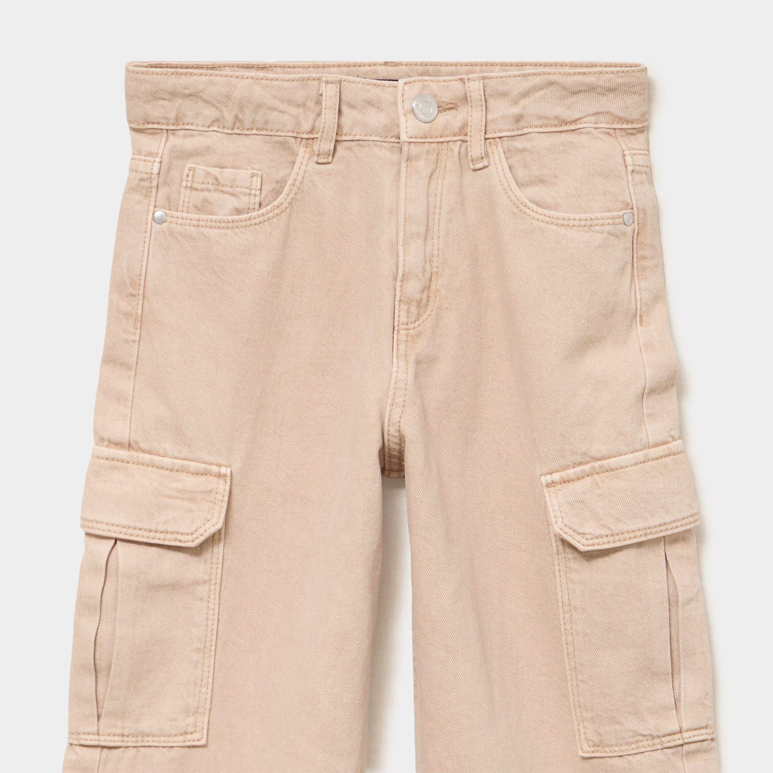 Pantalon large battle poches &agrave; rabat sable fille