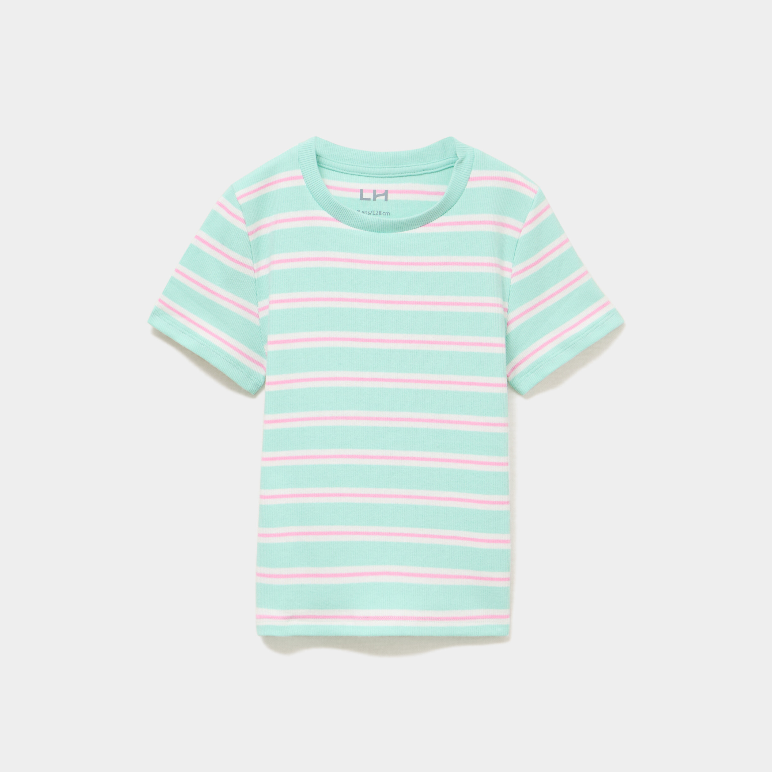 T-shirt c&ocirc;tel&eacute; manches courtes bleu turquoise fille