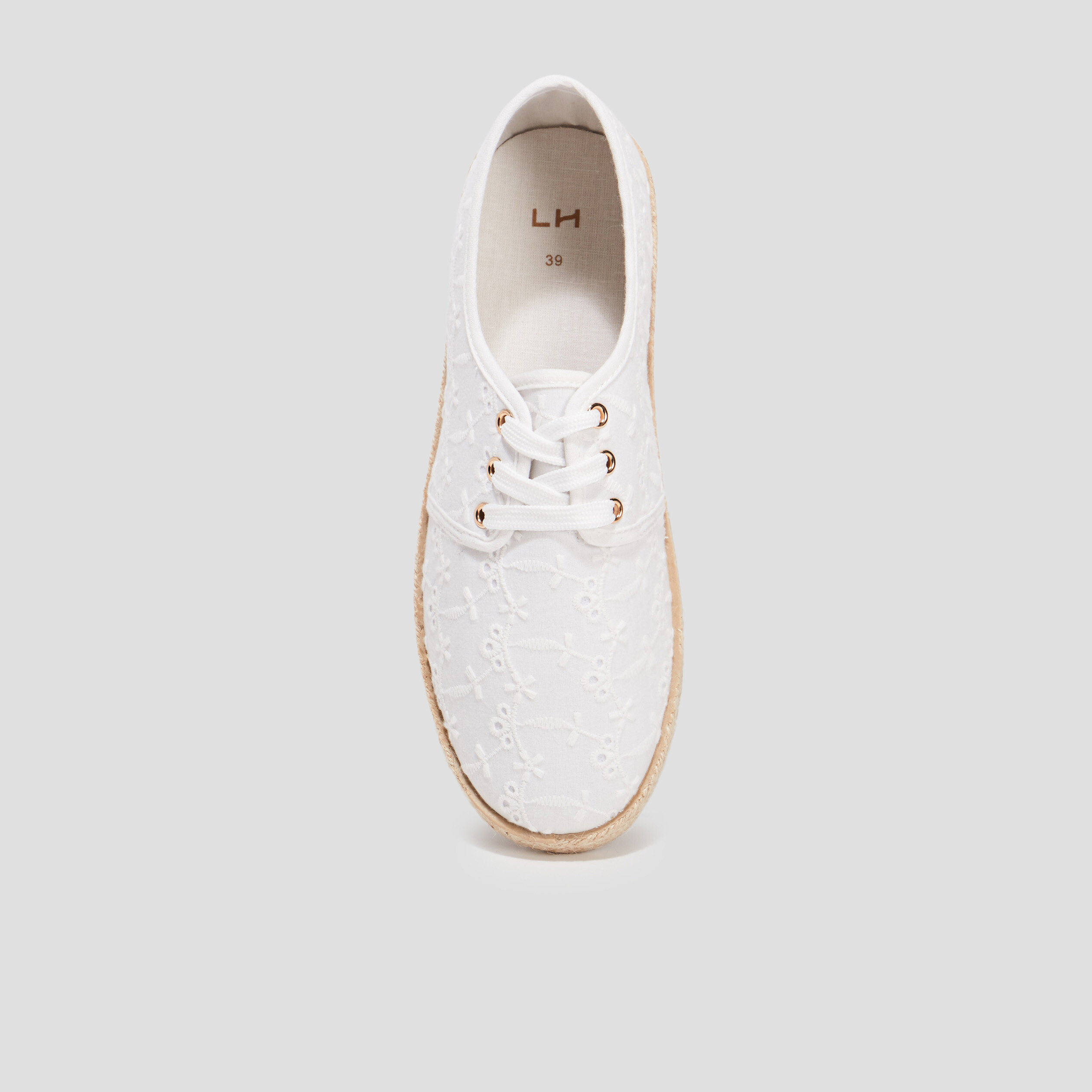 Derbies en toile &agrave; lacets blanc femme