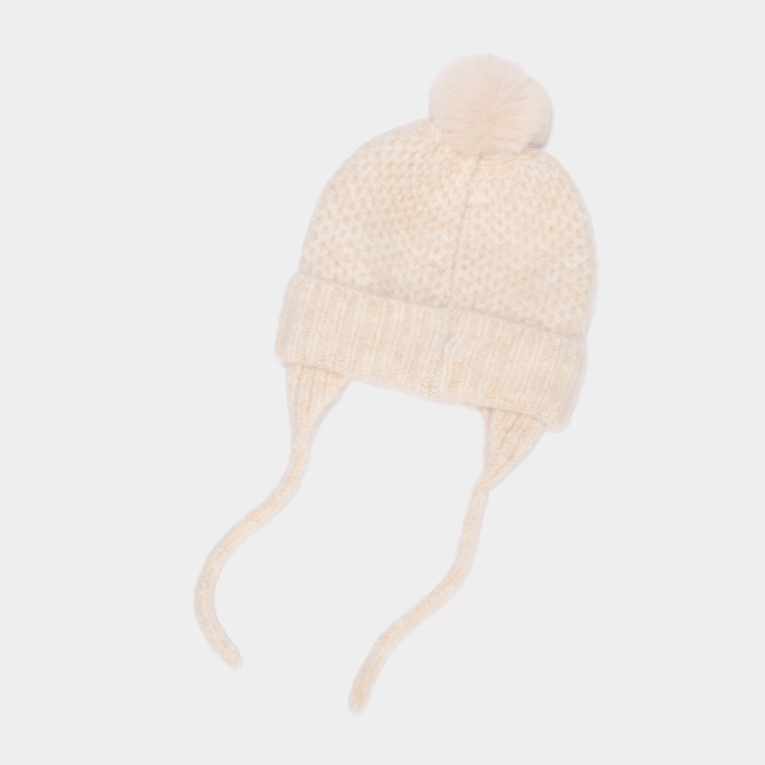 Bonnet &agrave; pompon &agrave; revers sable mixte