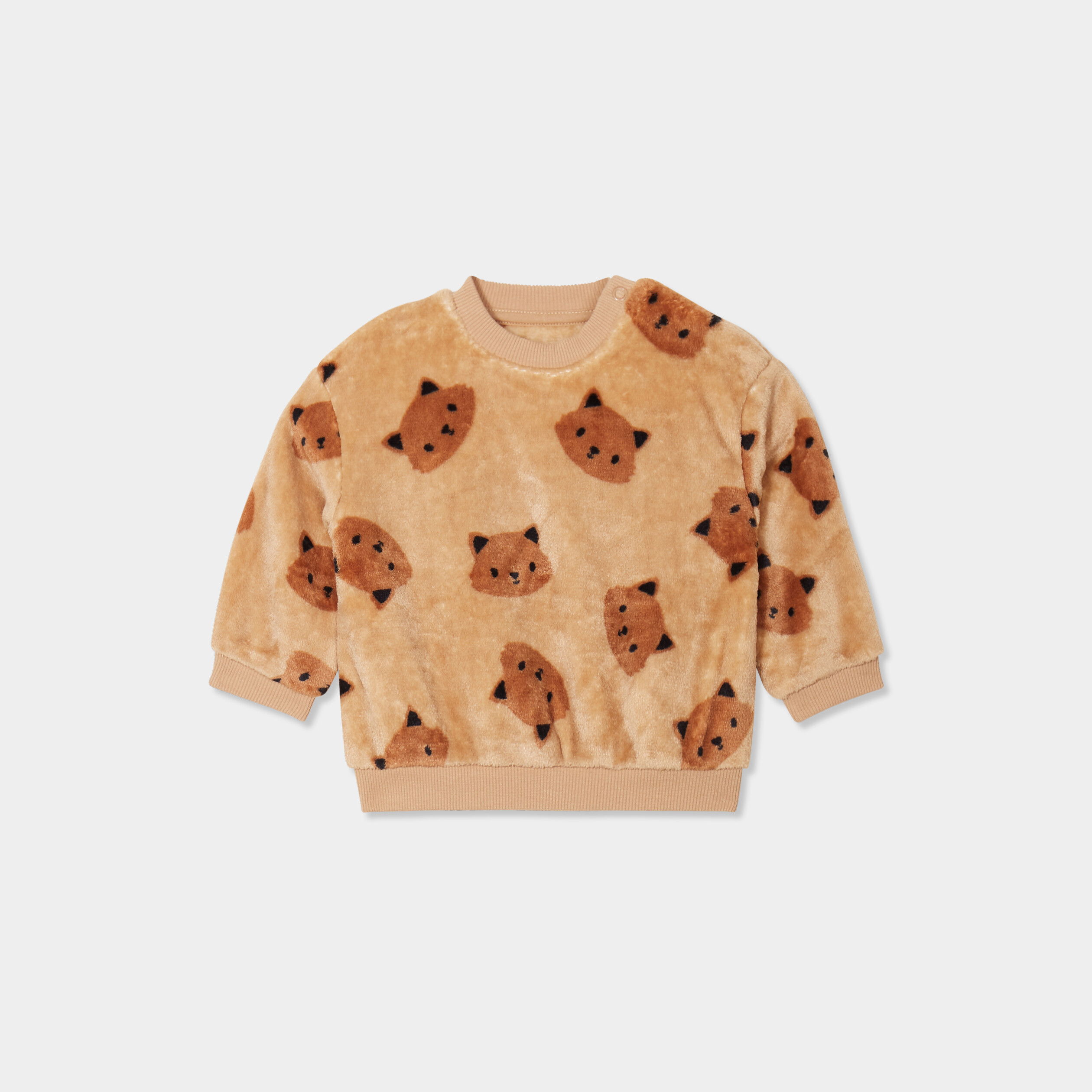 sweat aspect velours manches longues beige bebeg Sweat aspect velours manches longues beige bébé garçon