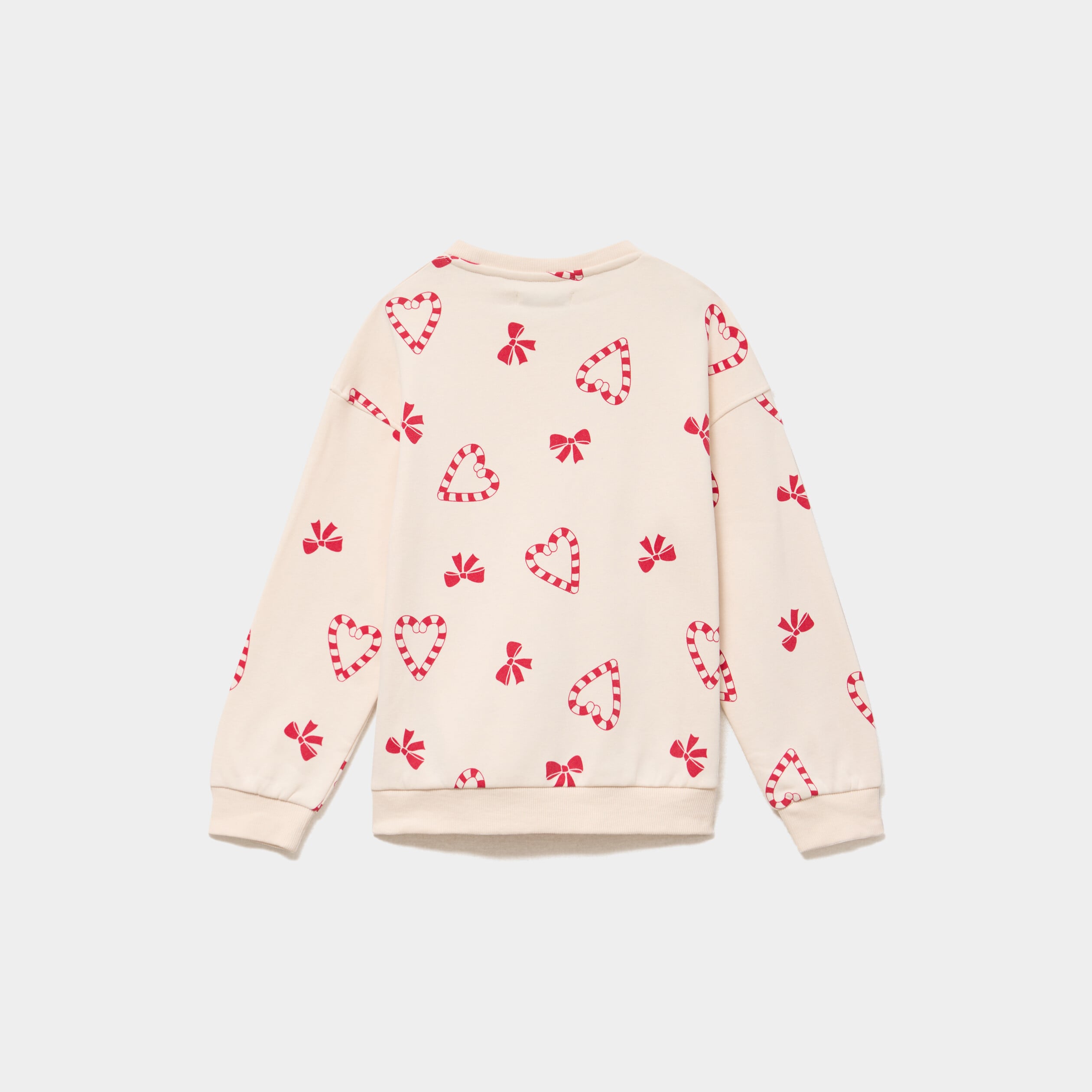 Sweat col rond manches longues ecru fille