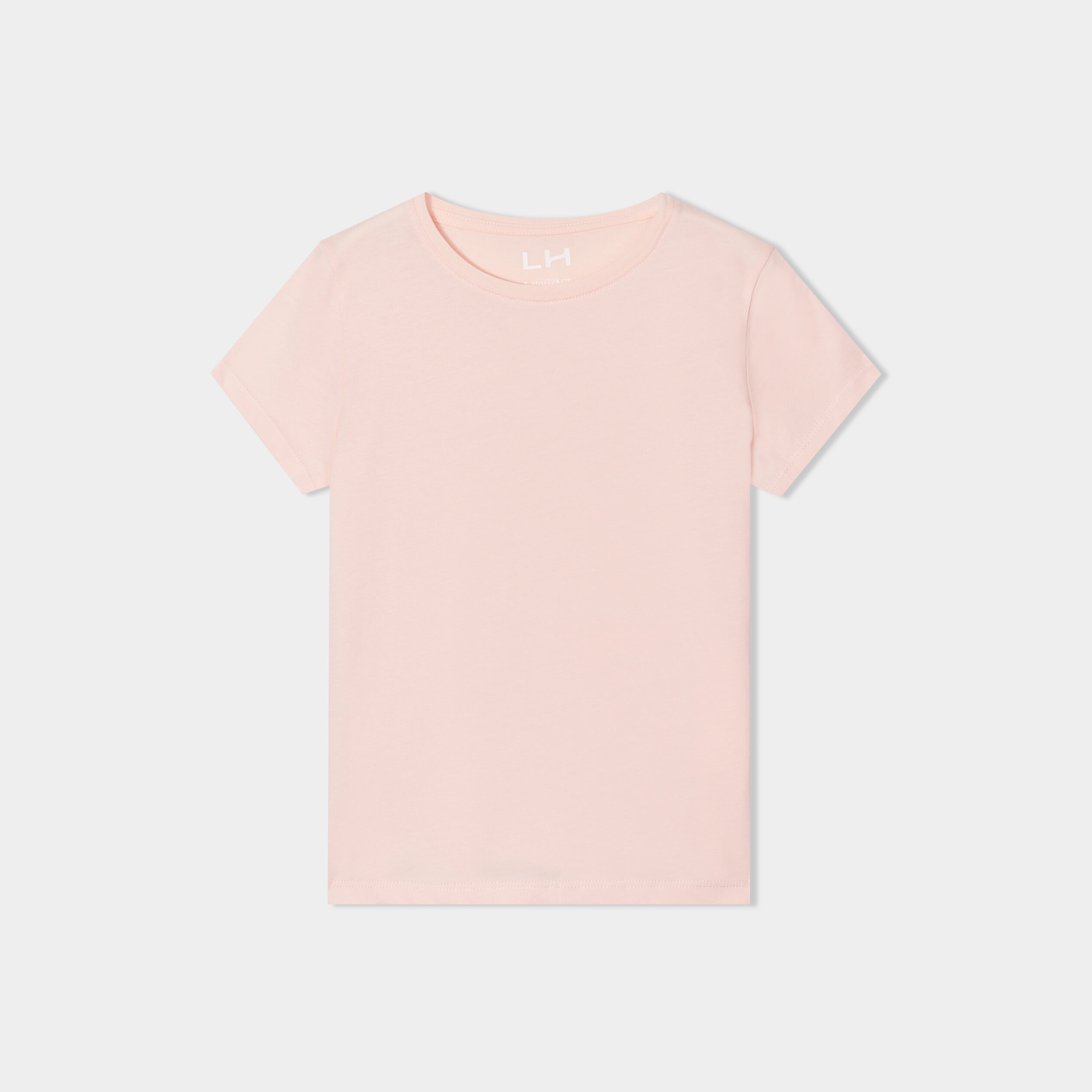 T-shirt manches courtes en coton rose clair fille
