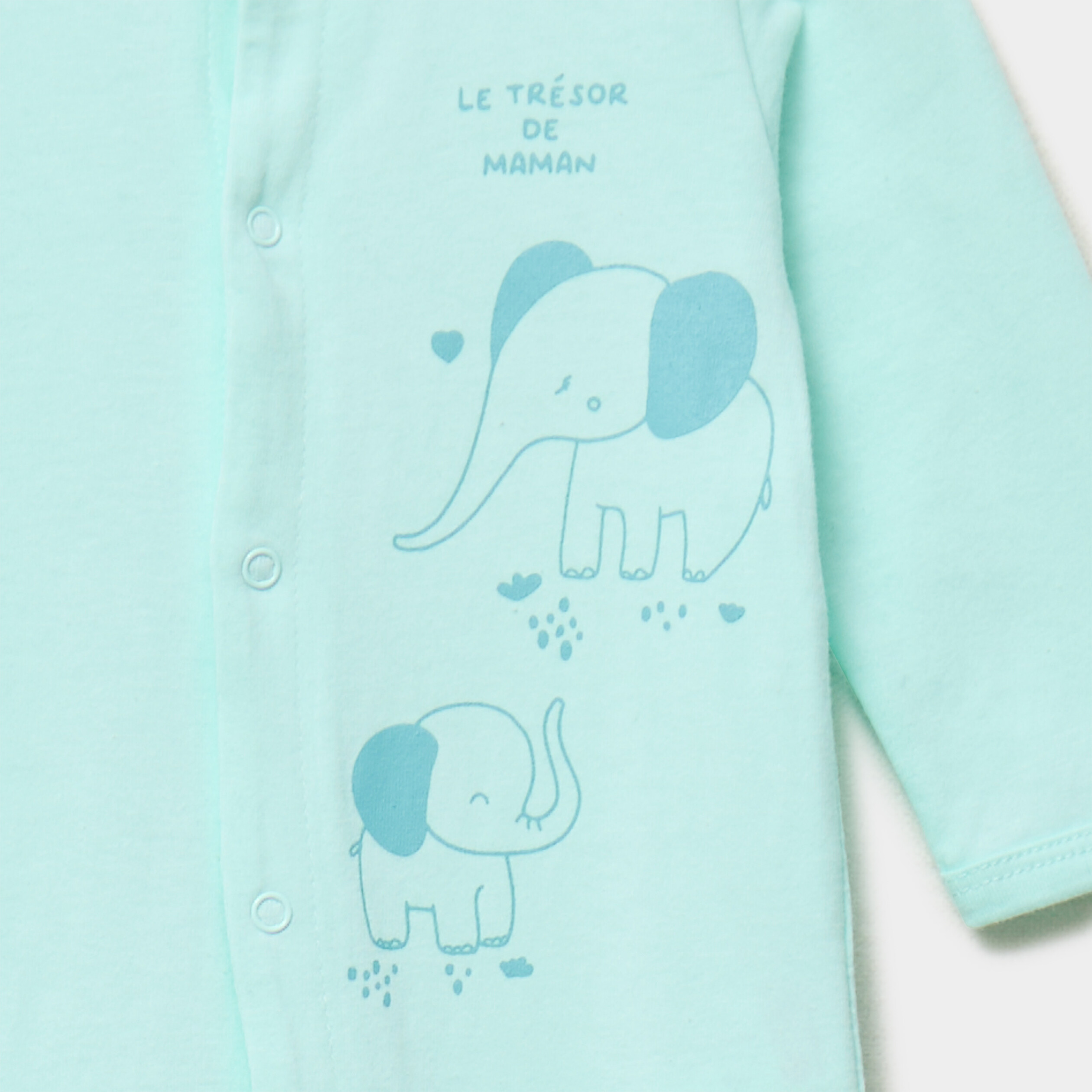 Dors-bien coton velours manches longues vert turquoise b&eacute;b&eacute;