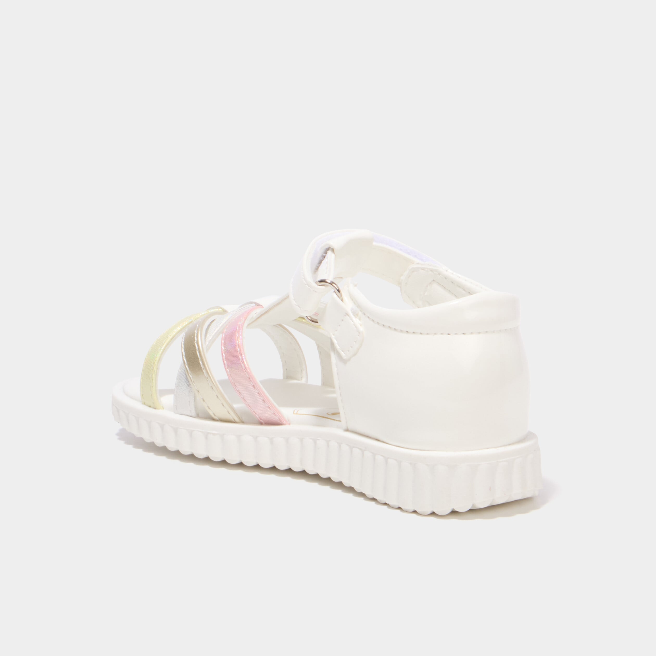 Sandales brides crois&eacute;es semelle souple blanc fille