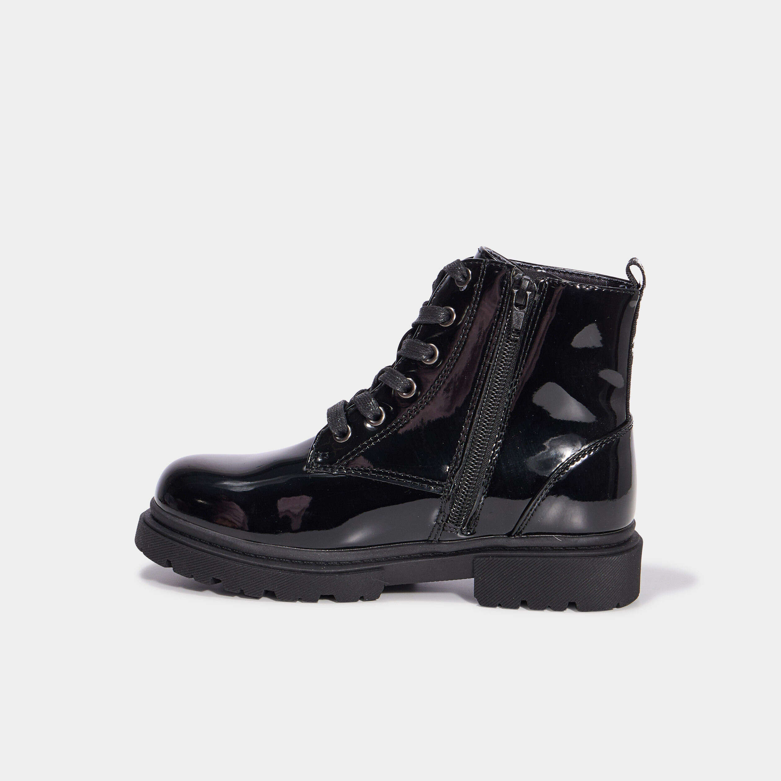 Bottines crant&eacute;es zipp&eacute;es &agrave; paillettes noir fille