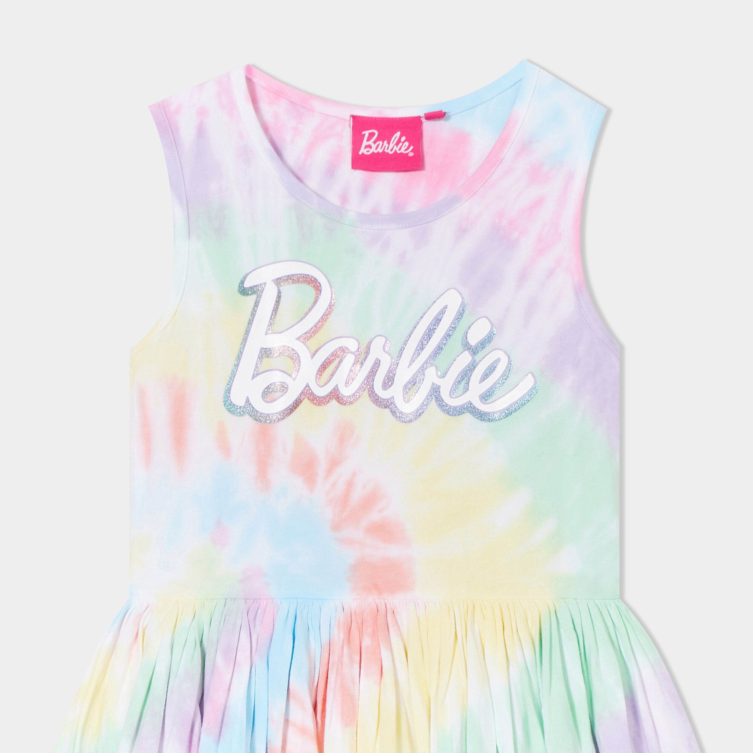 robe evasee sans manches barbie multicolore fille Robe évasée sans manches Barbie multicolore fille