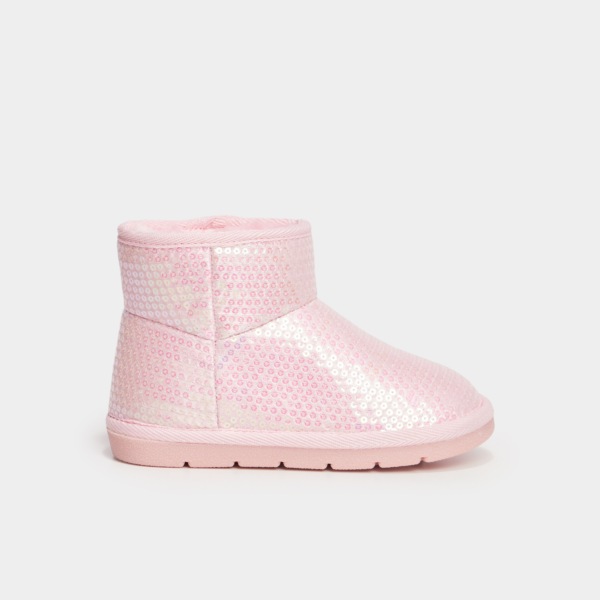 Bottines fourr&eacute;es &agrave; sequins rose fille