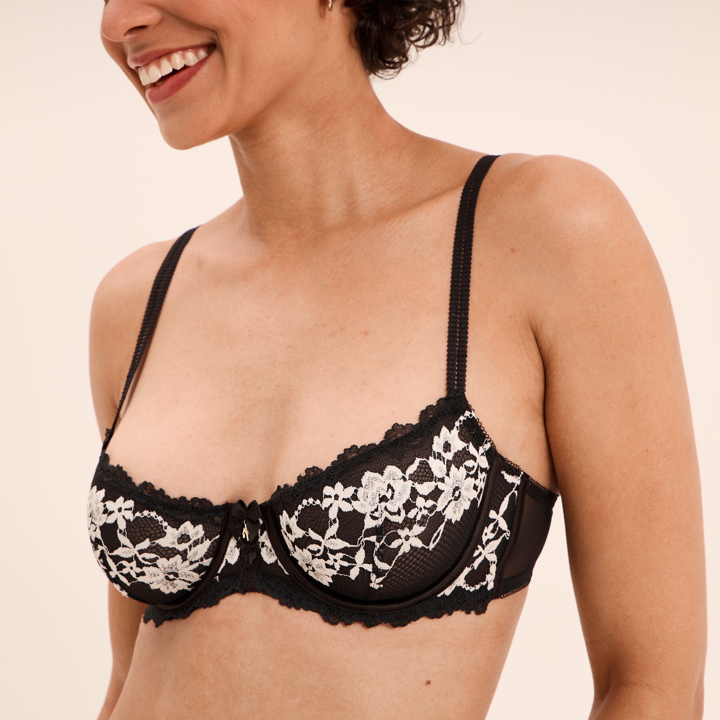 Soutien-gorge corbeille avec dentelle noir femme