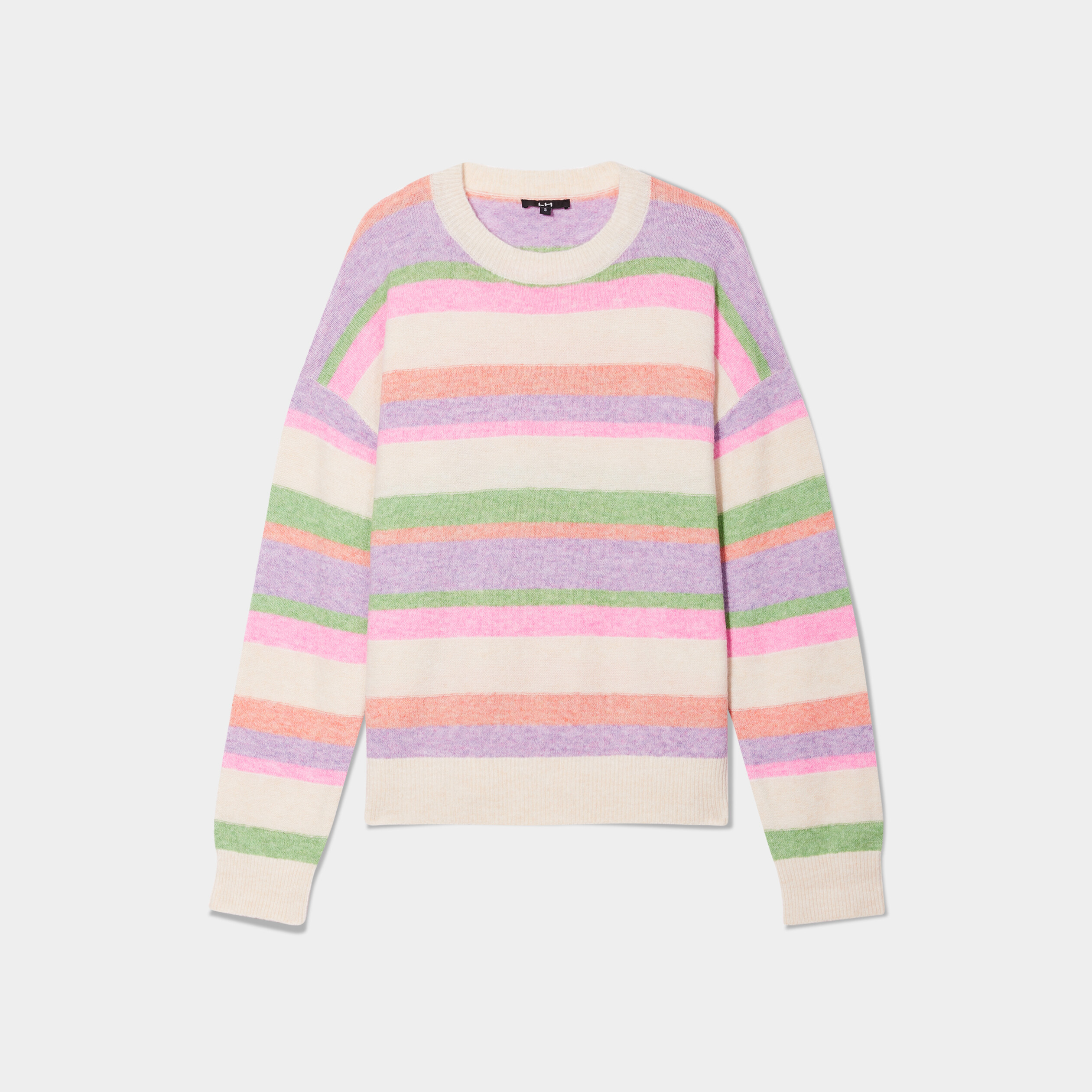 Pull Rayé Manches Longues Femme – Col Rond – Coupe Ample Légère – Pull Décontracté Tendance