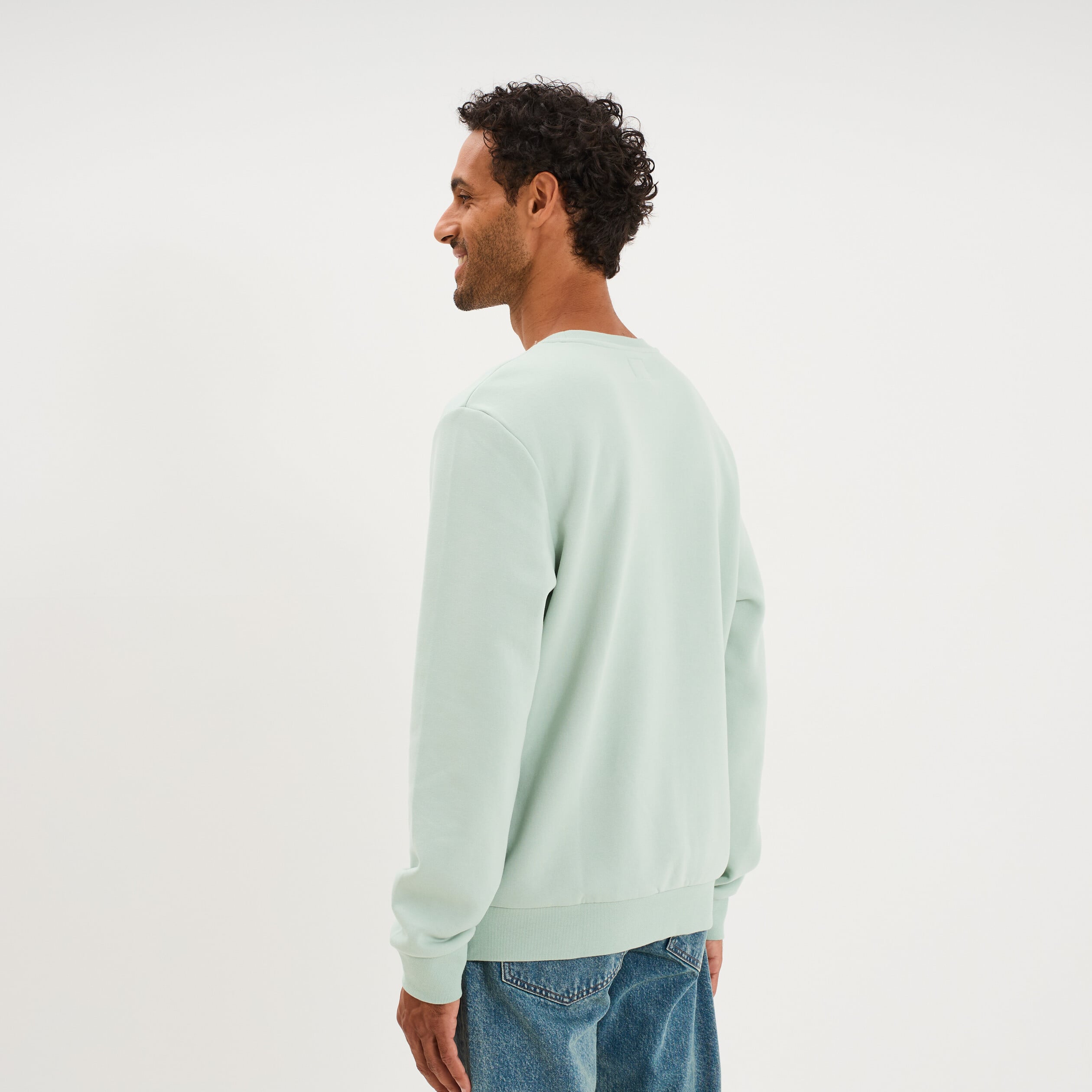 Sweat molleton col rond vert pastel homme