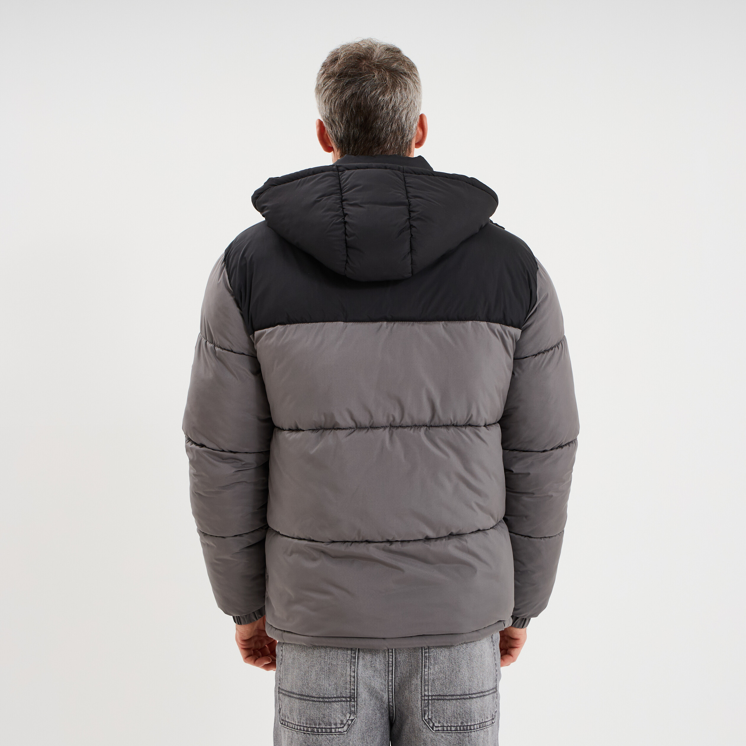 Doudoune d&eacute;perlante &agrave; capuche amovible gris fonc&eacute; homme