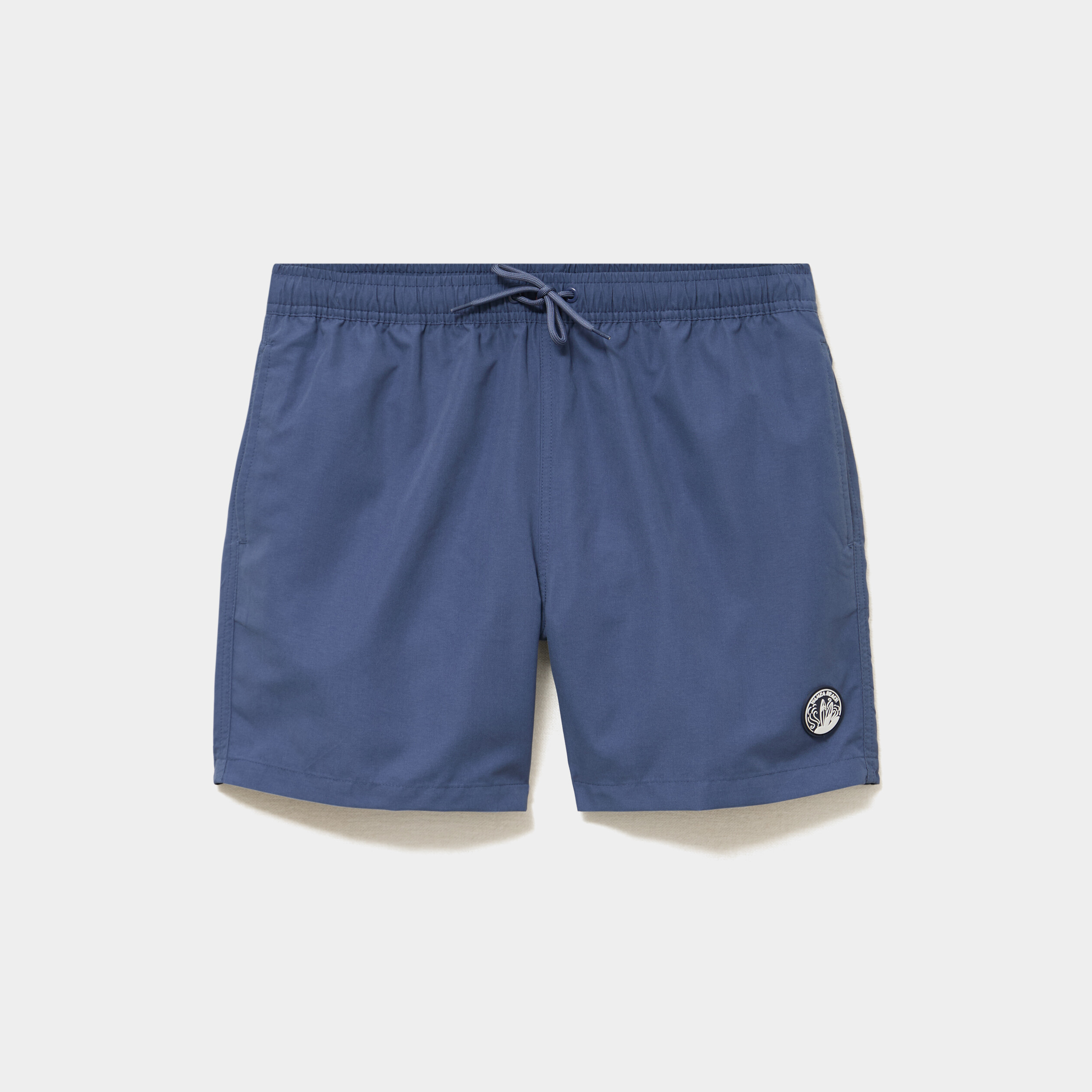 Short de bain droit taille &eacute;lastiqu&eacute;e bleu fonc&eacute; homme