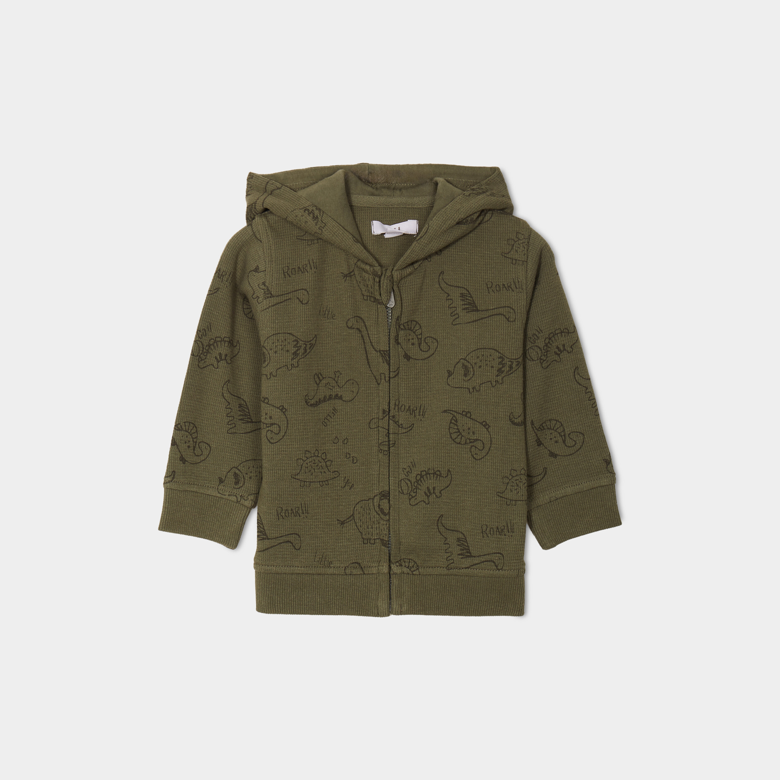 sweat zippe a capuche coton vert kaki bebeg Sweat zippé à capuche coton vert kaki bébé garçon