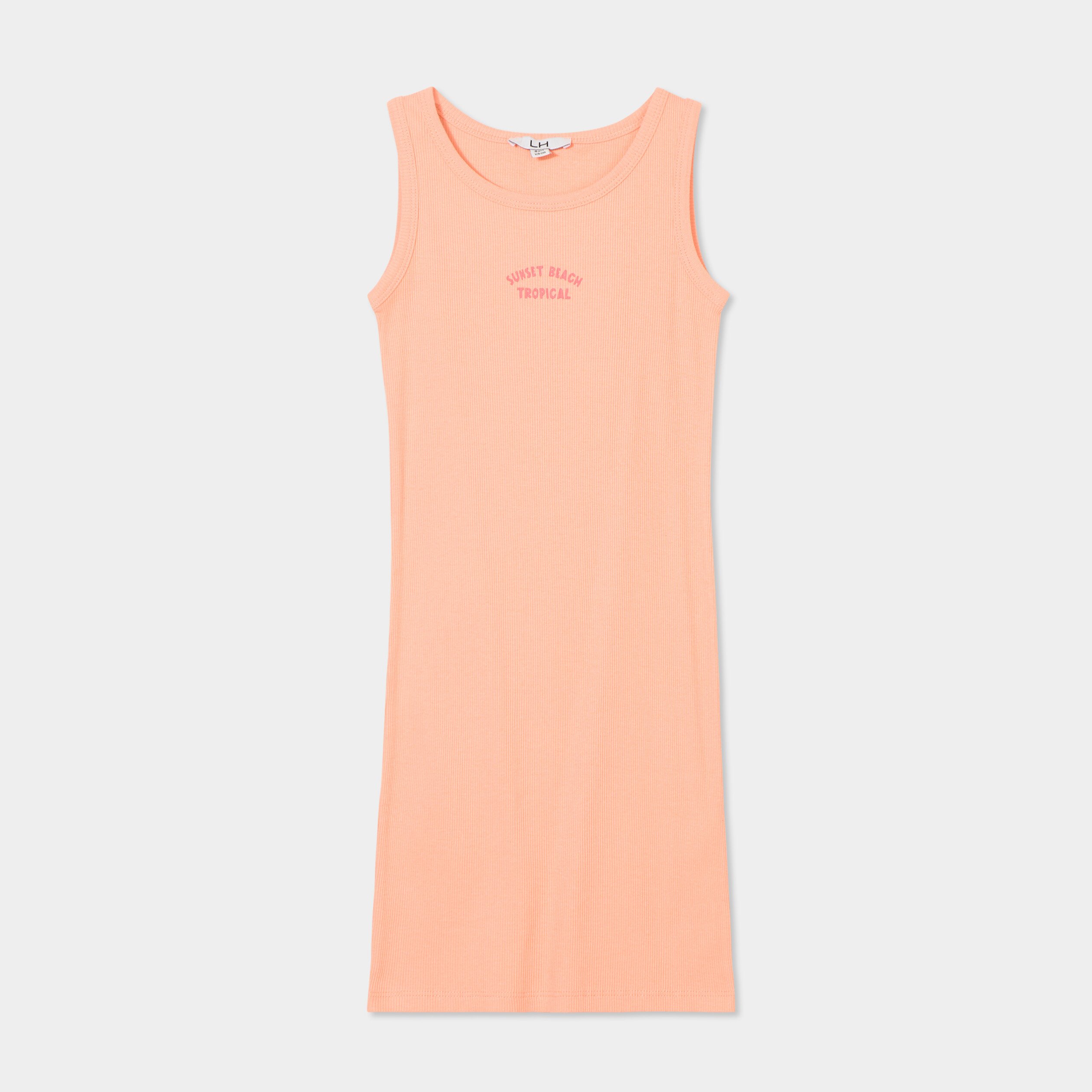 robe maille cotelee sans manches coton rose saumon fille Robe maille côtelée sans manches coton rose saumon fille