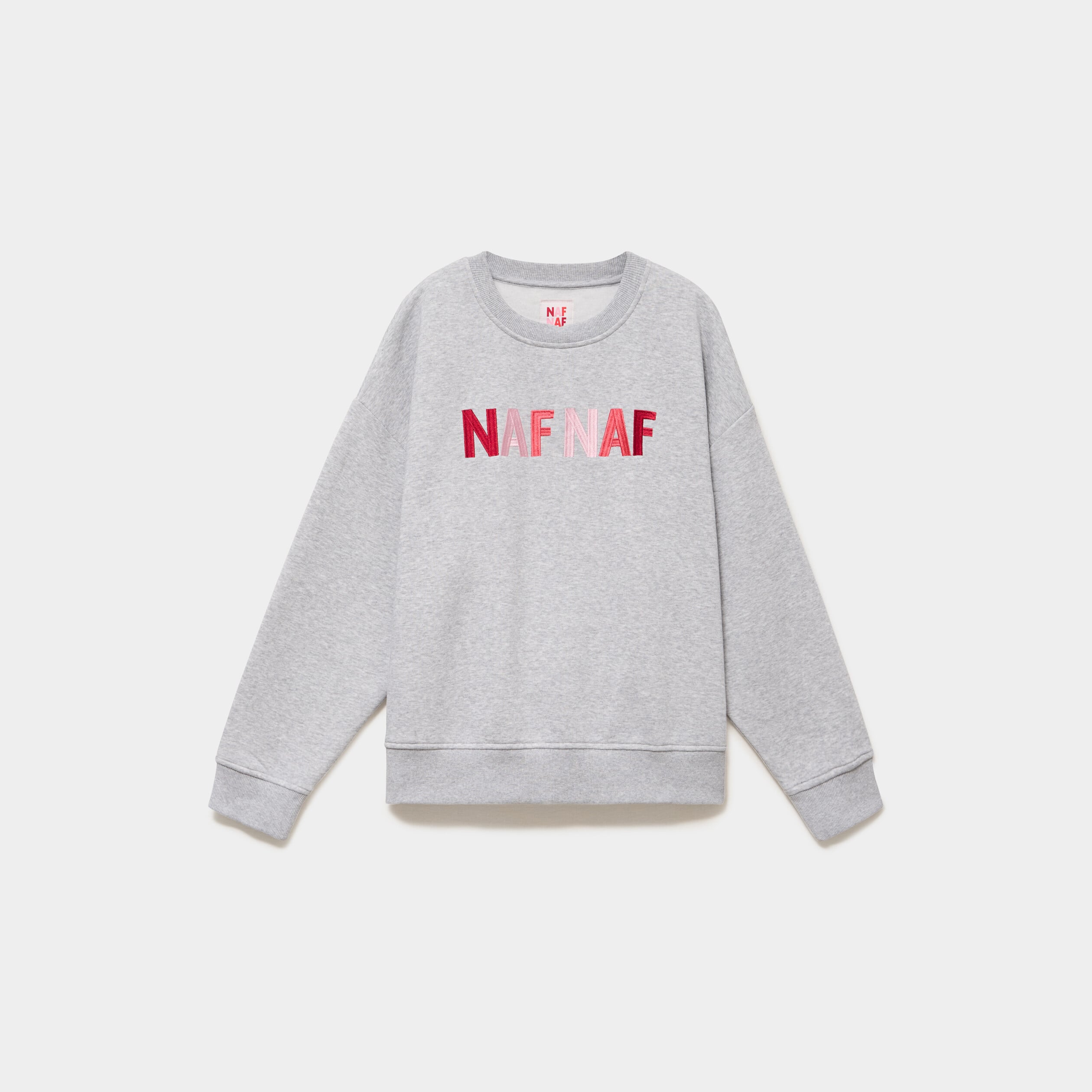 Sweat col rond logo oversize gris clair femme