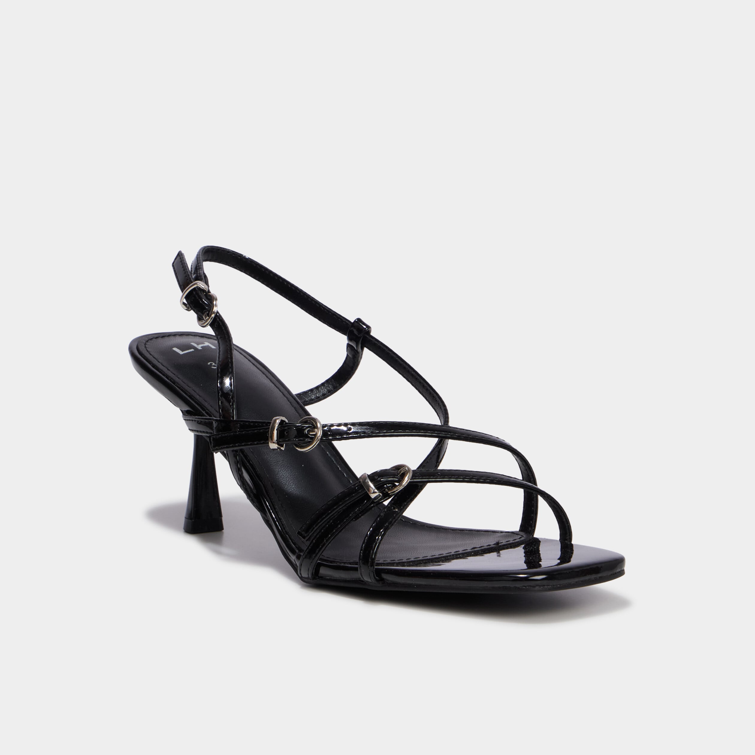 Sandales &agrave; talons kitten heels et brides noir femme