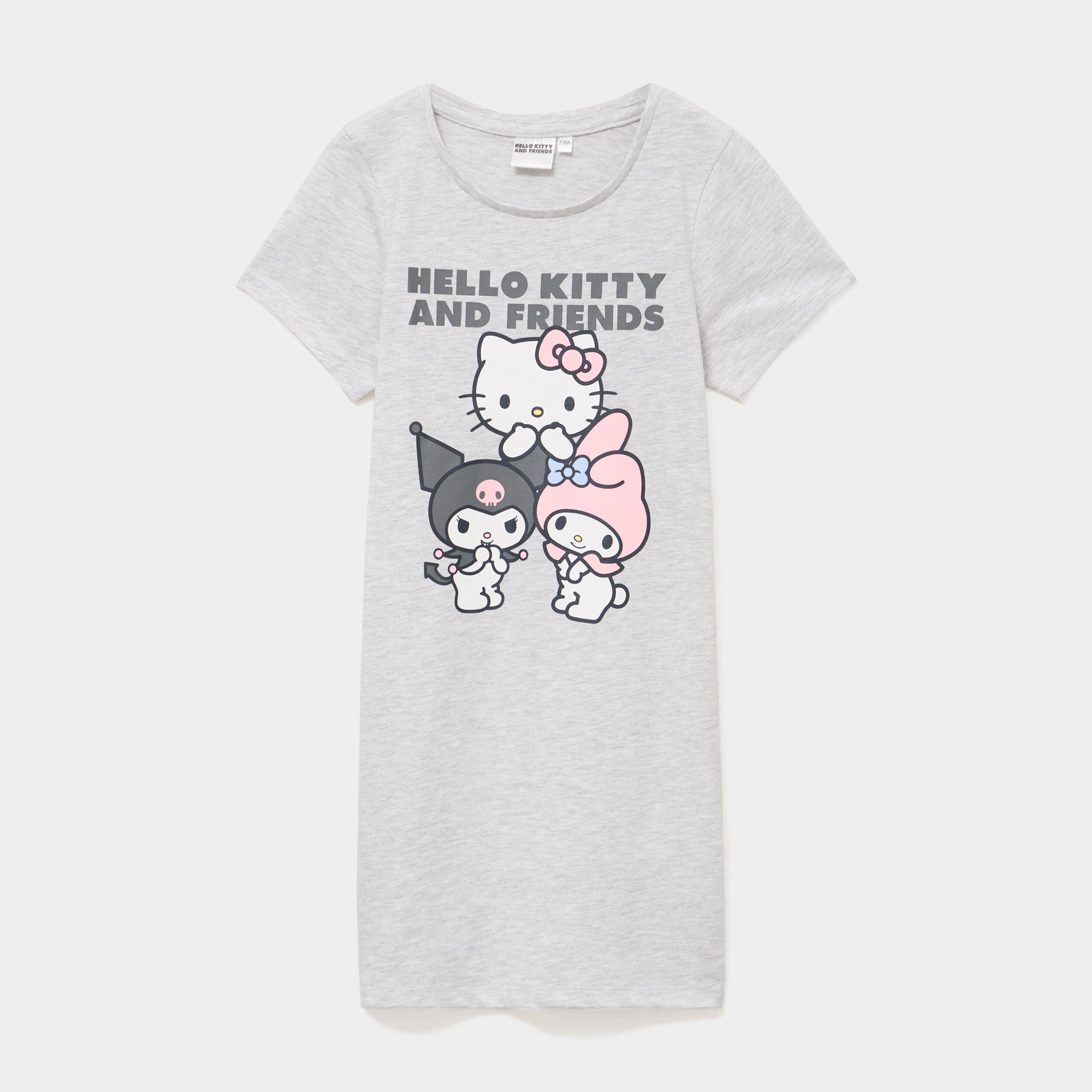 Chemise de nuit mi-longue Hello Kitty gris clair fille