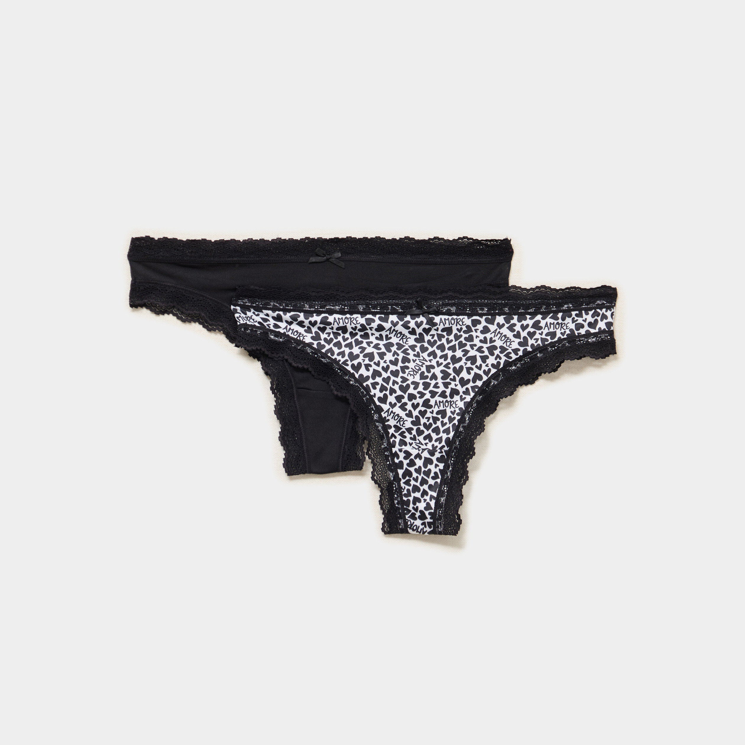 Lot de 2 tangas bords dentelle ecru femme