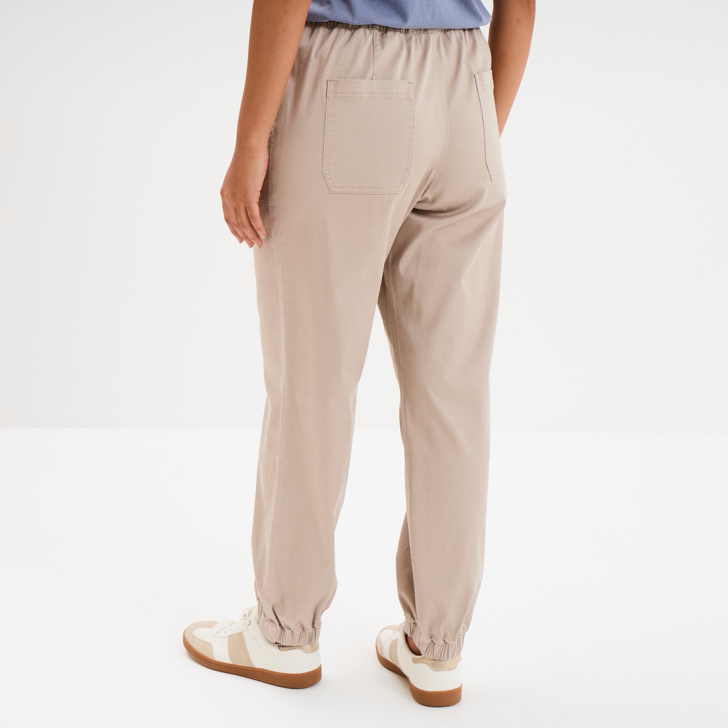 pantalon droit battle taille elastiquee sable femme Pantalon droit battle taille élastiquée sable femme