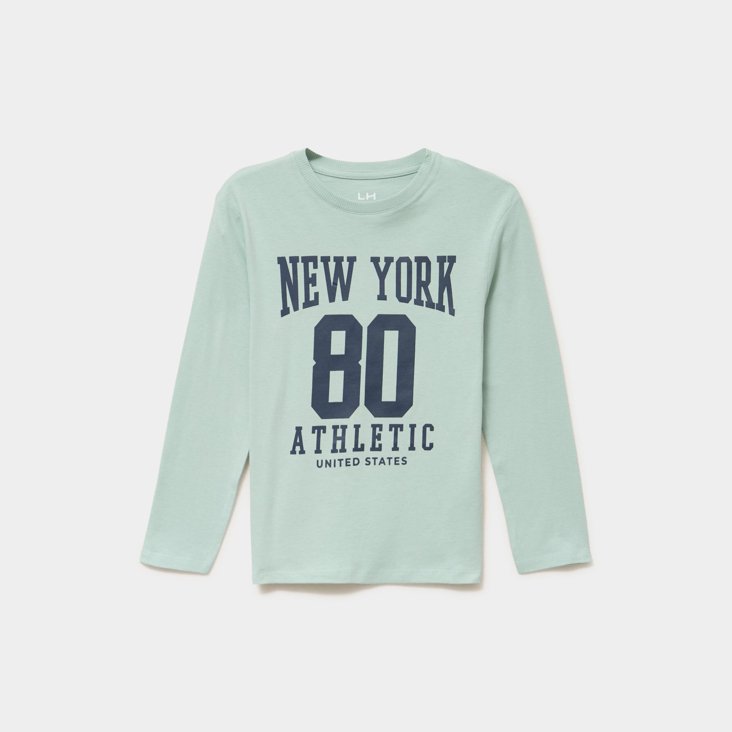 T-shirt manches longues coton vert pastel gar&ccedil;on