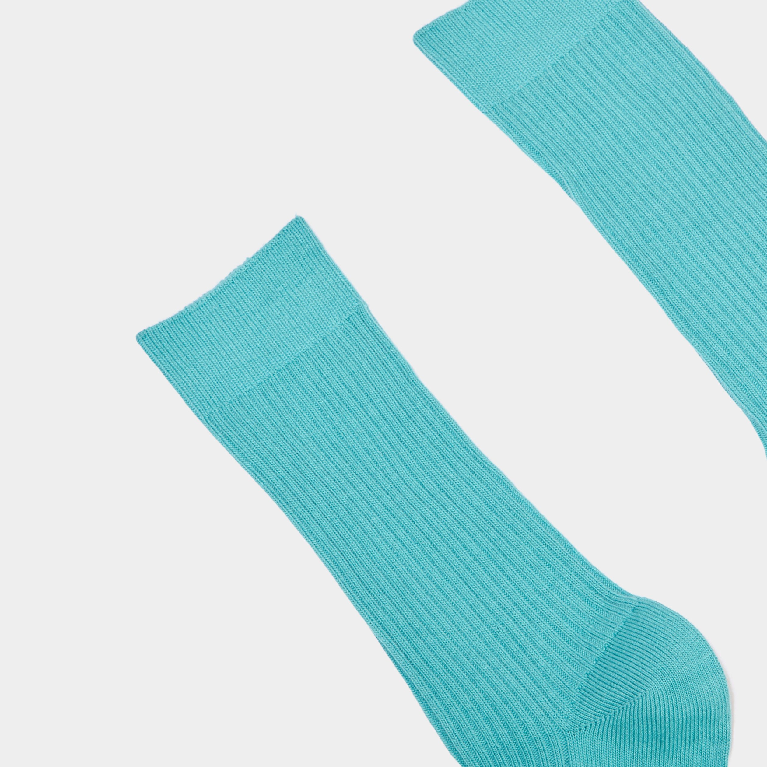 lot 2 paires chaussettes cotelees bleu turquoise homme Lot 2 paires chaussettes côtelées bleu turquoise homme