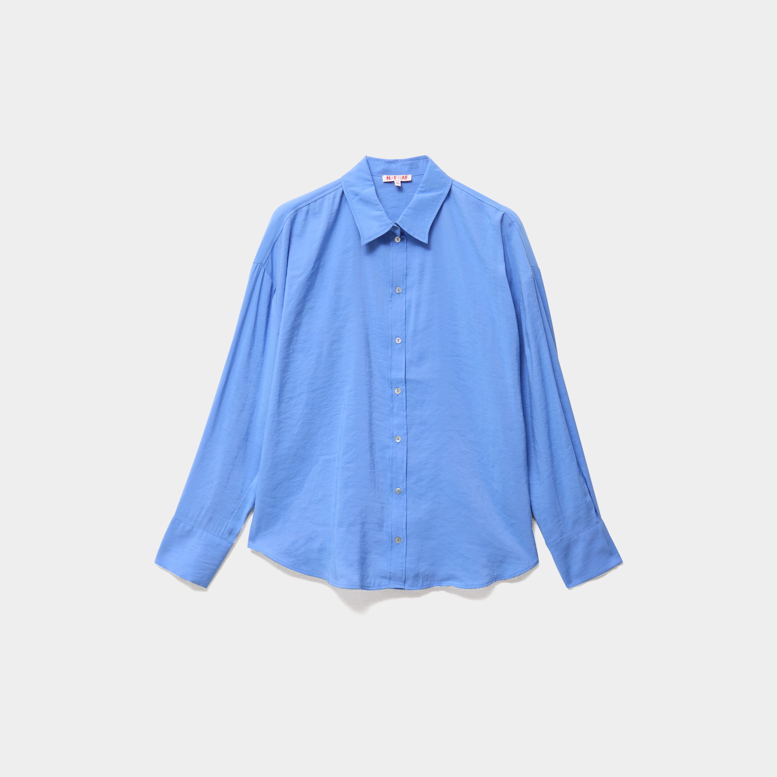 Chemise fluide manches longues oversize bleu electrique femme