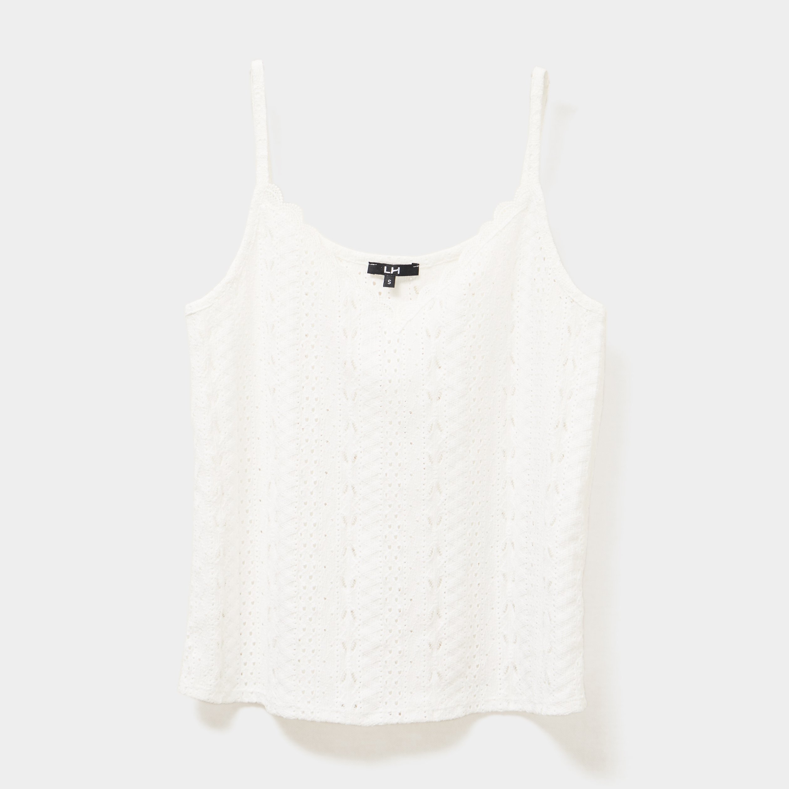 Débardeur broderie anglaise à bretelles blanc femme