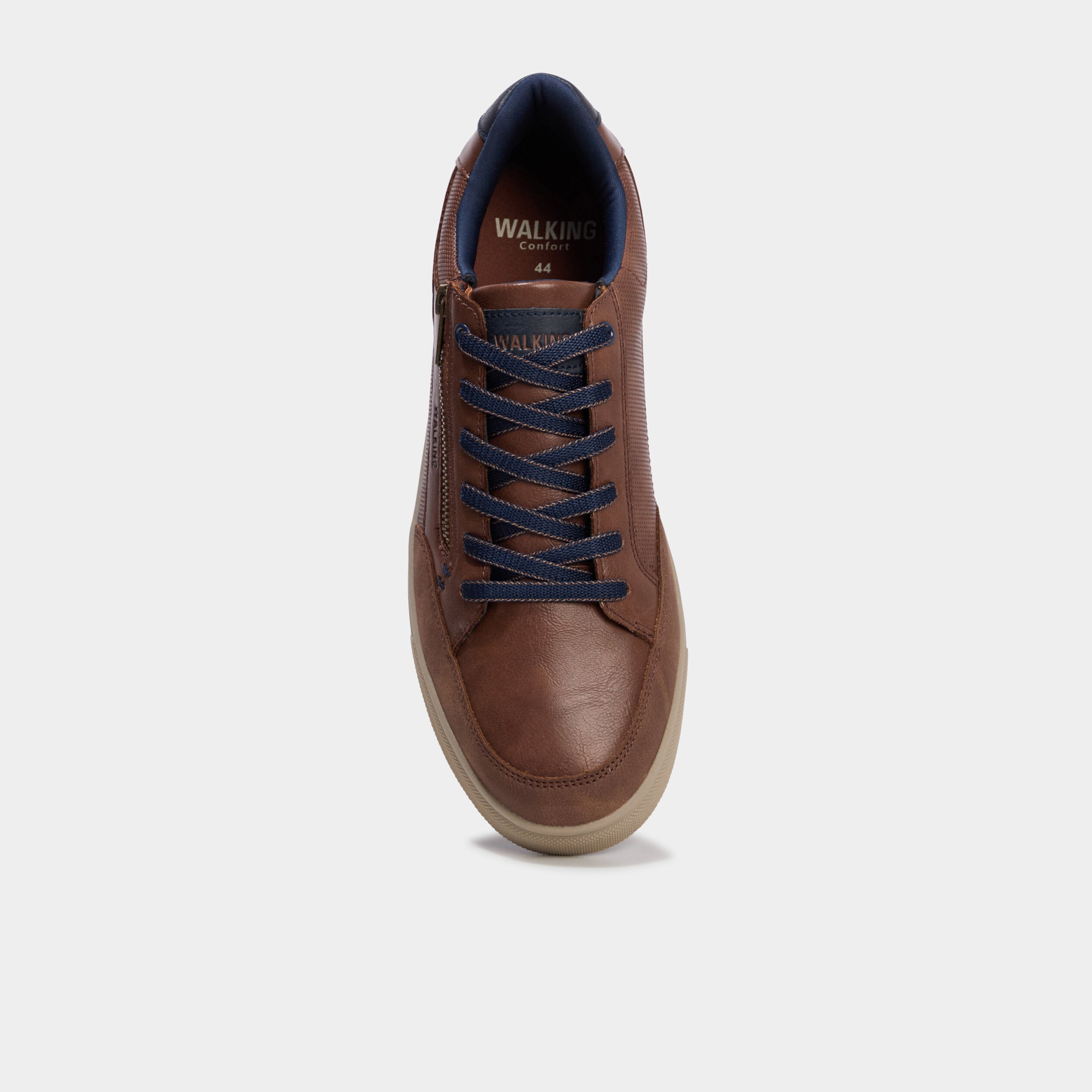 Baskets zipp&eacute;es &agrave; lacets confort marron homme