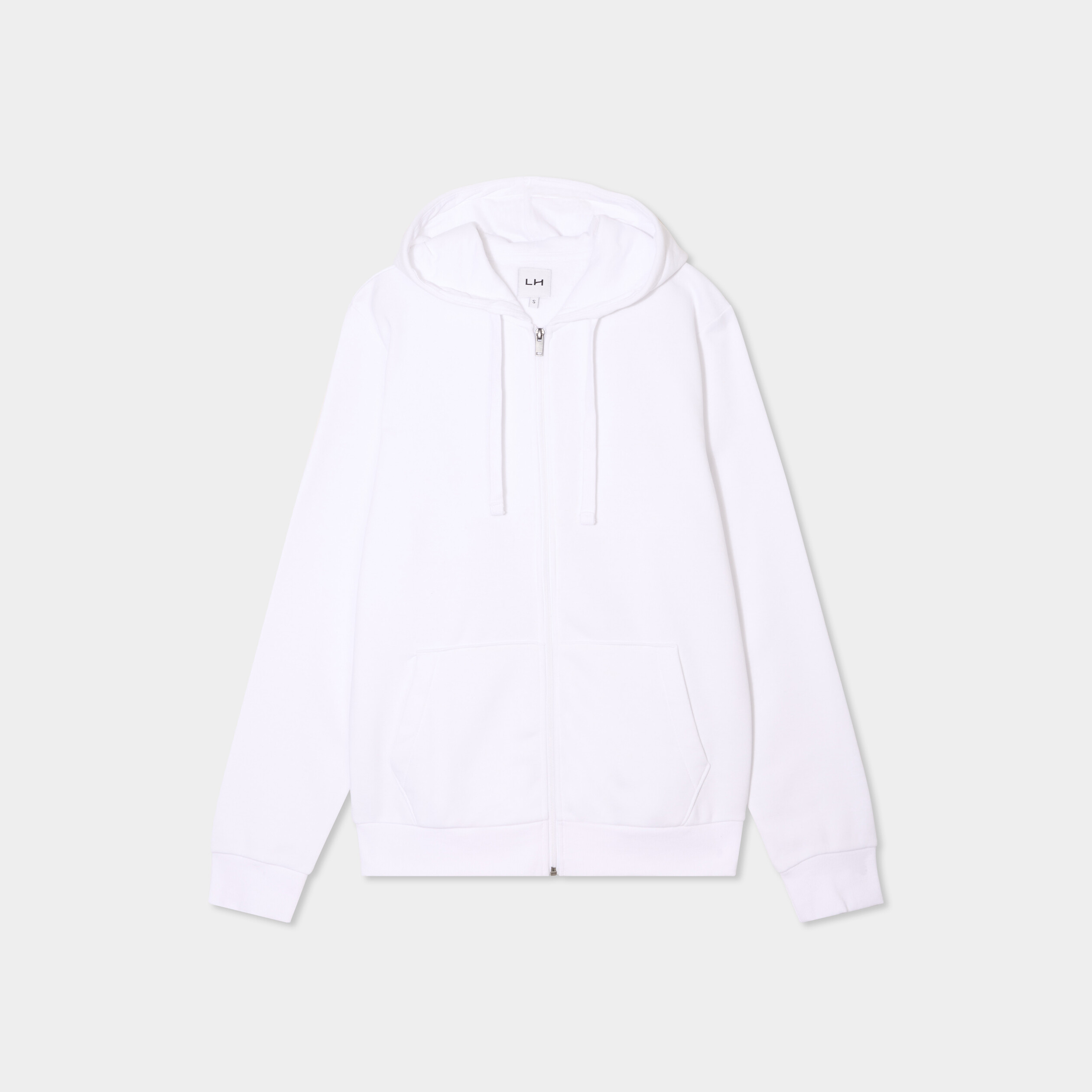 Sweat zipp&eacute; molleton &agrave; capuche blanc homme
