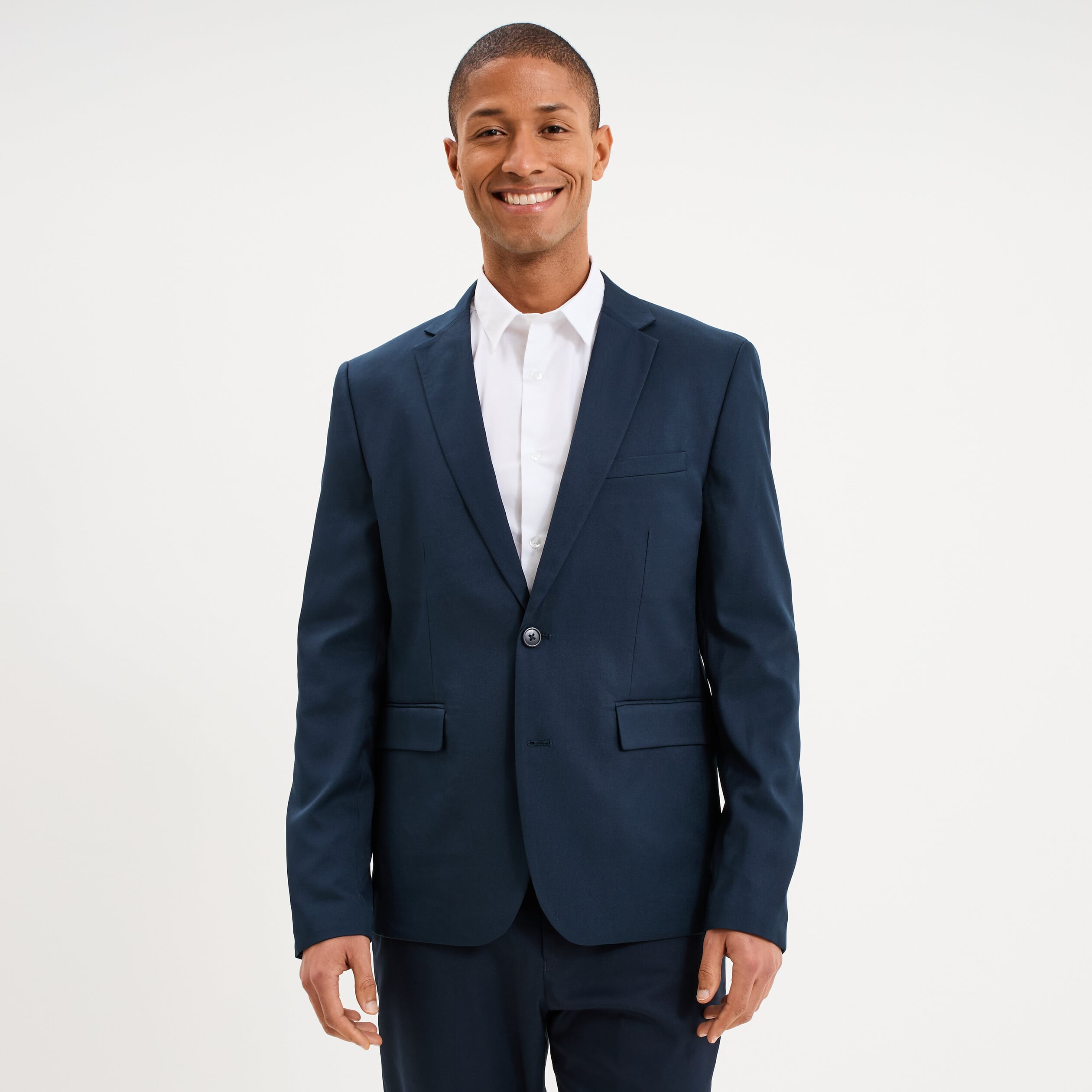 Veste blazer costume manches longues bleu marine homme