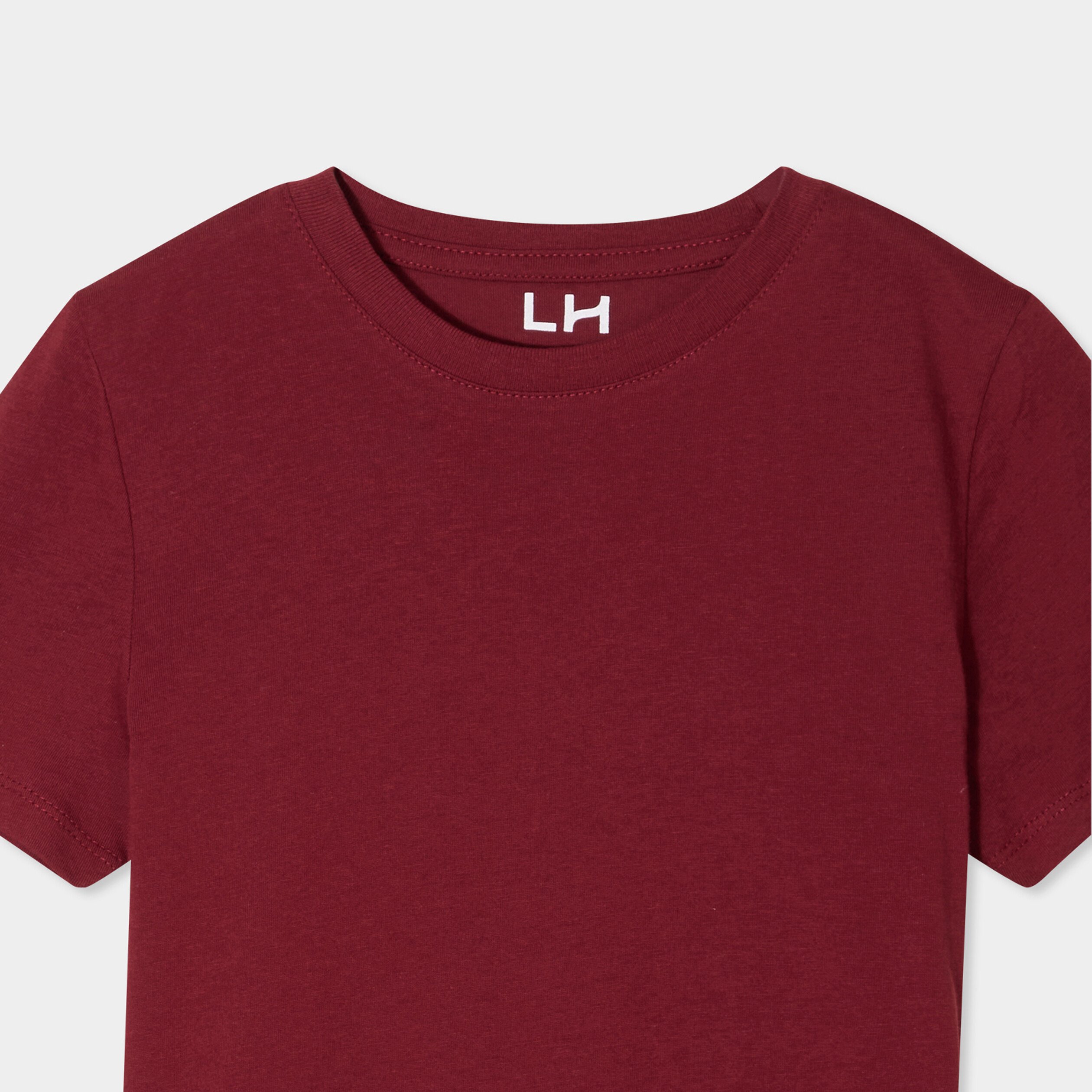 t shirt en coton manches courtes bordeaux garcon T-shirt en coton manches courtes bordeaux garçon