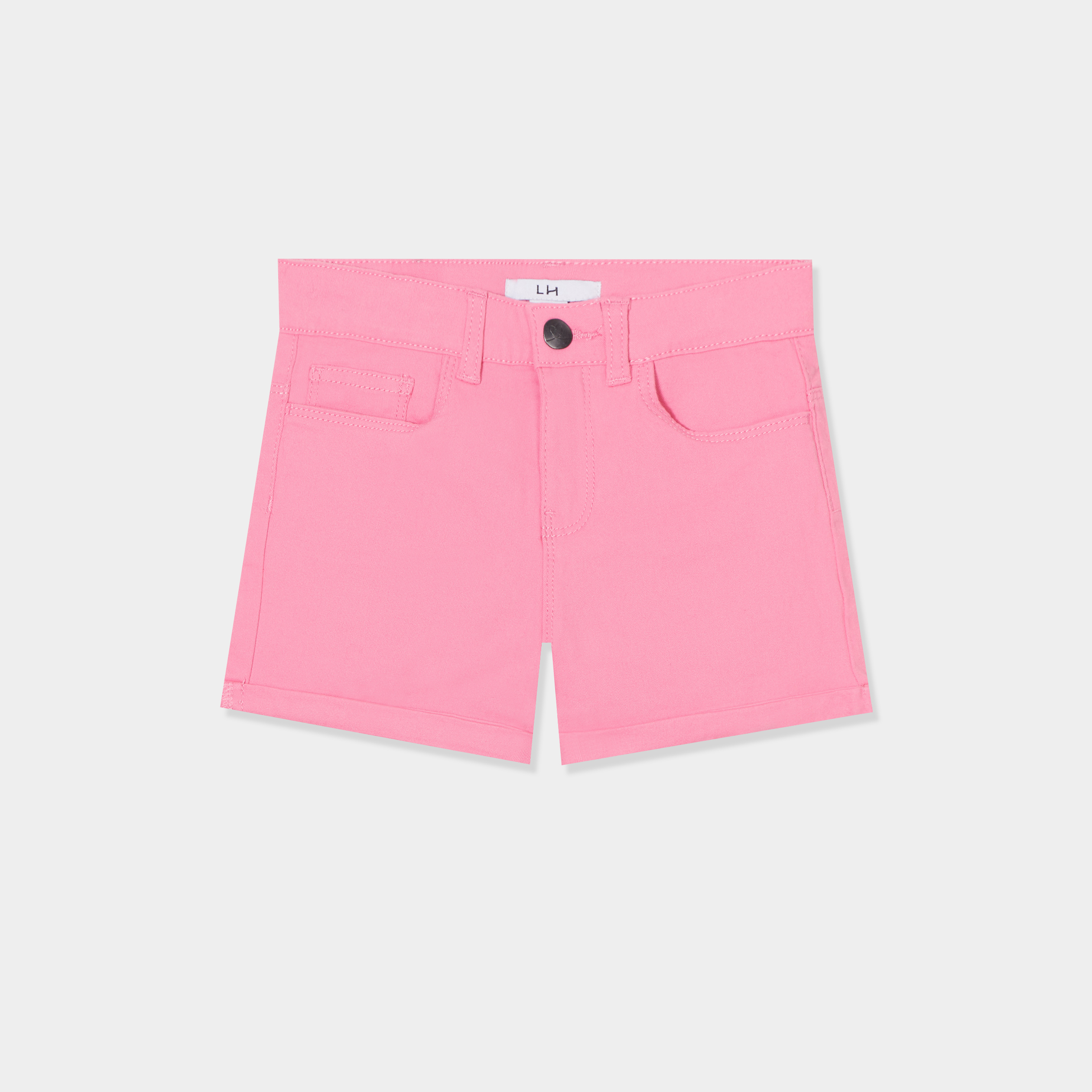 short ajuste en twill rose clair fille Short ajusté en twill rose clair fille
