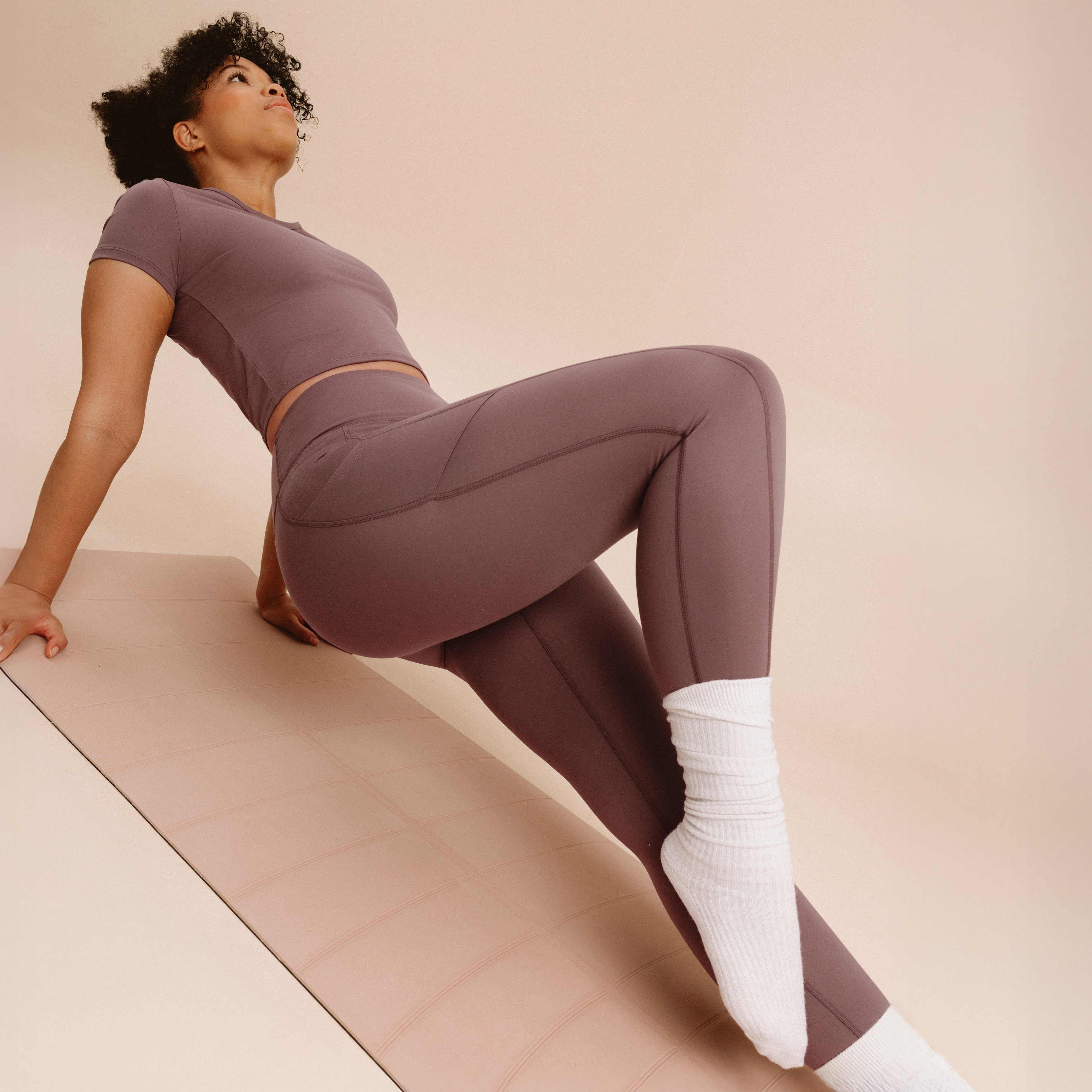 Legging de sport taille haute mauve femme