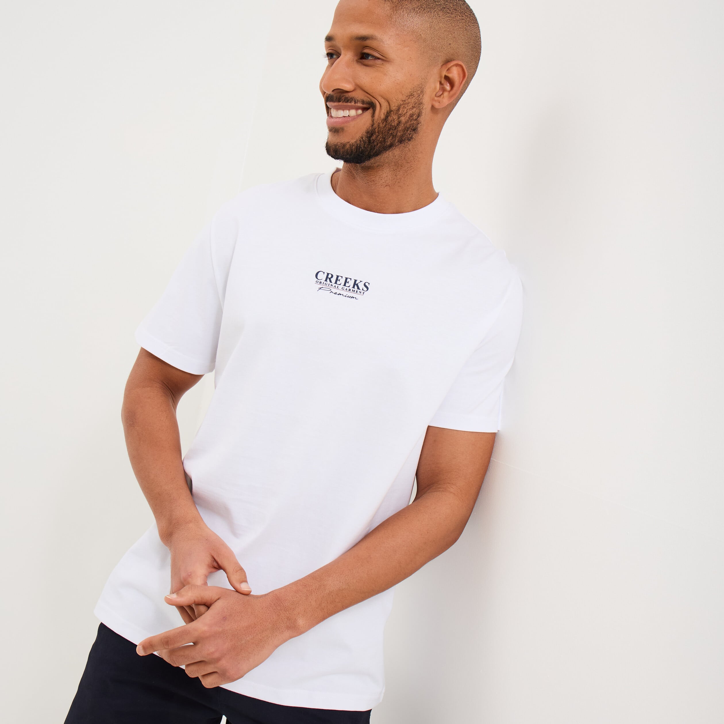 T-shirt droit manches courtes coton blanc homme
