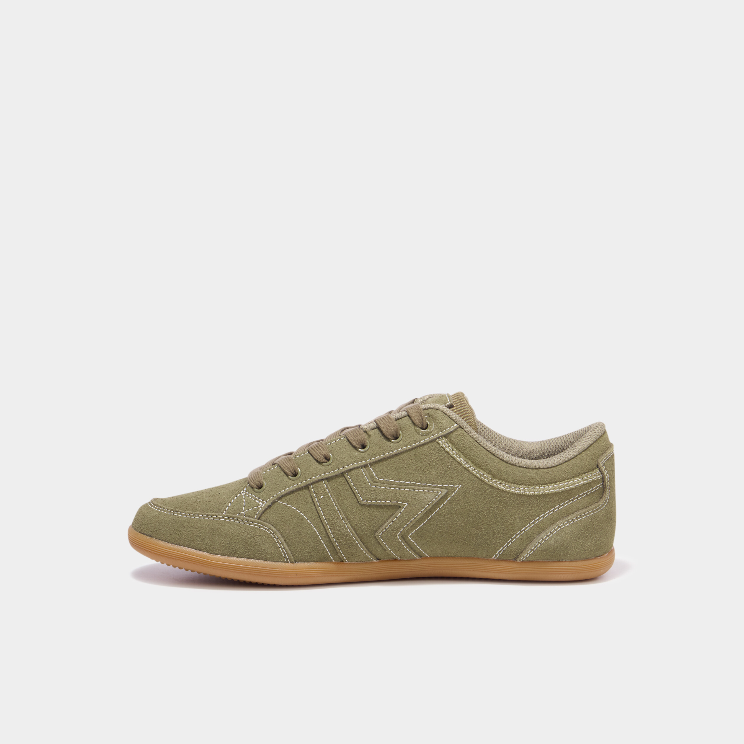 Tennis basses &agrave; lacets effet su&eacute;dine vert kaki homme