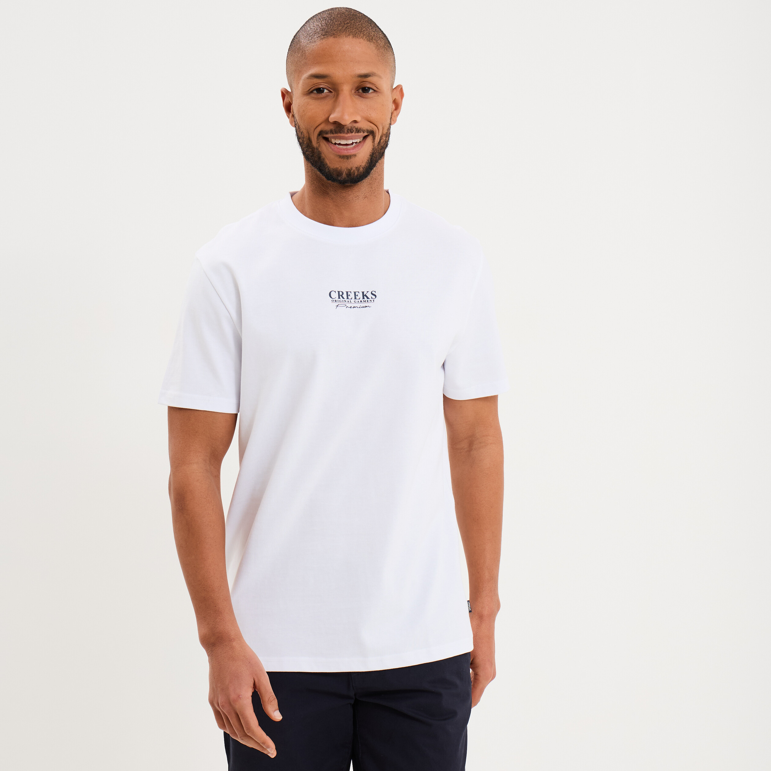 T-shirt droit manches courtes coton blanc homme
