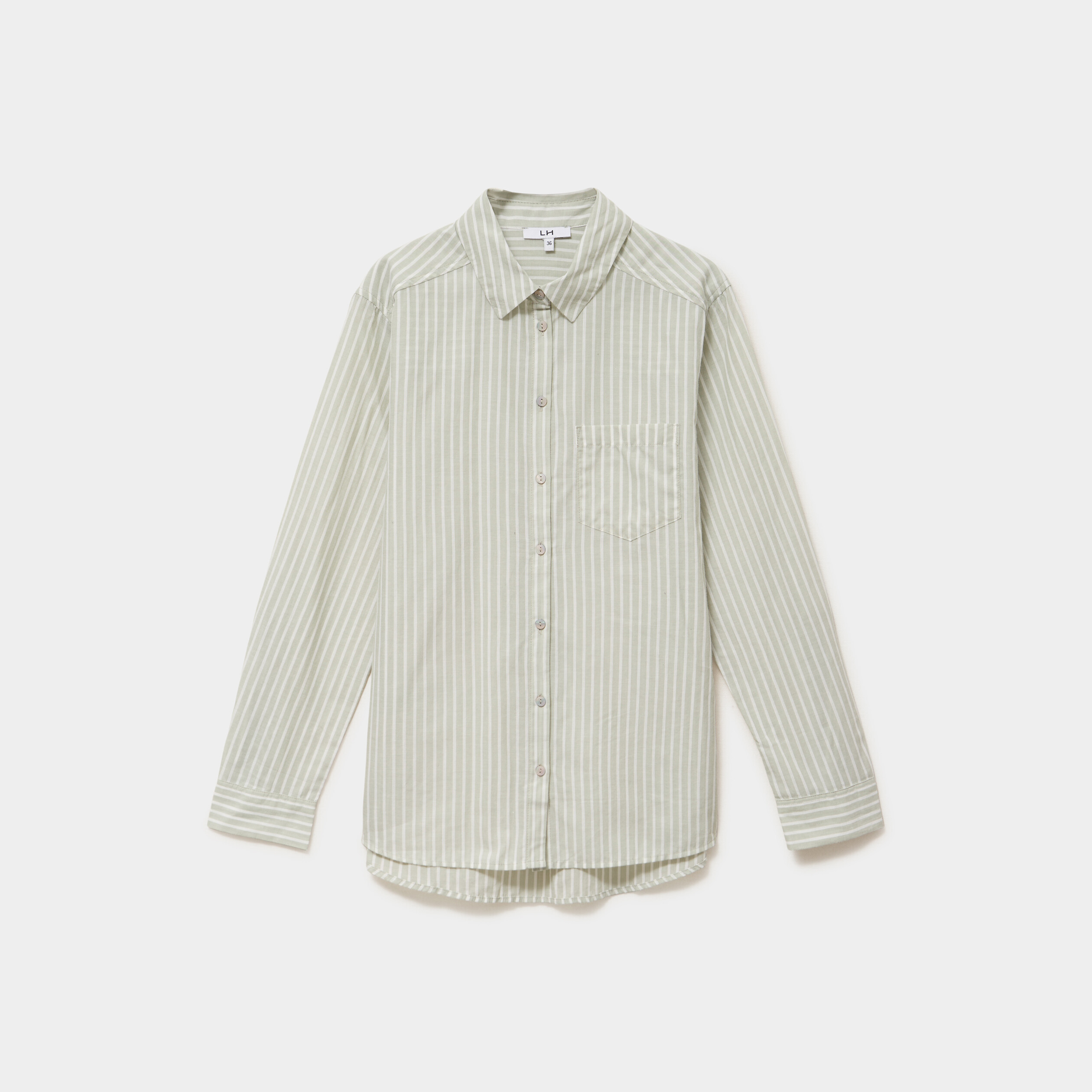 Chemise manches ajustables 1 poche coton vert clair femme
