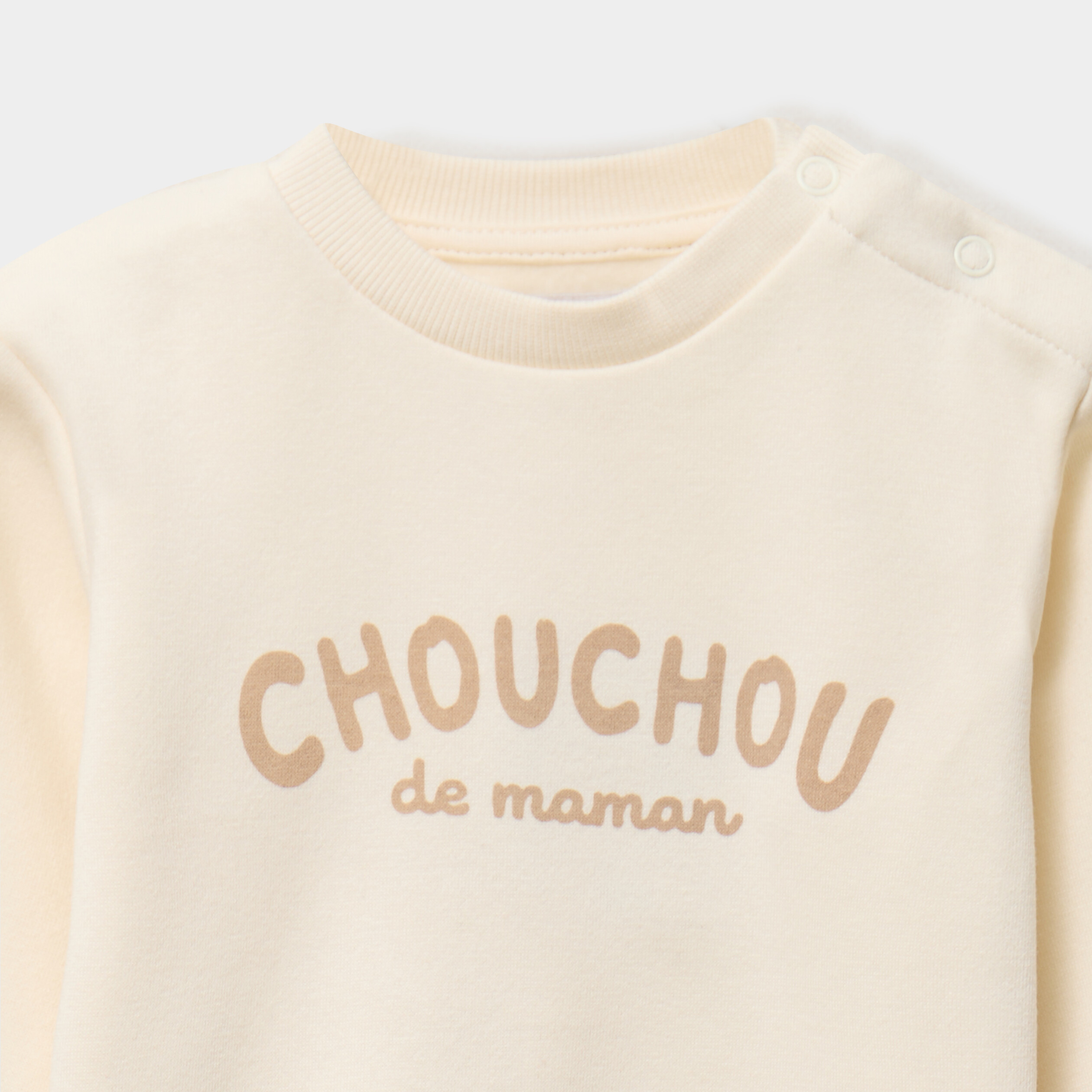 Sweat col rond manches longues ecru b&eacute;b&eacute; gar&ccedil;on