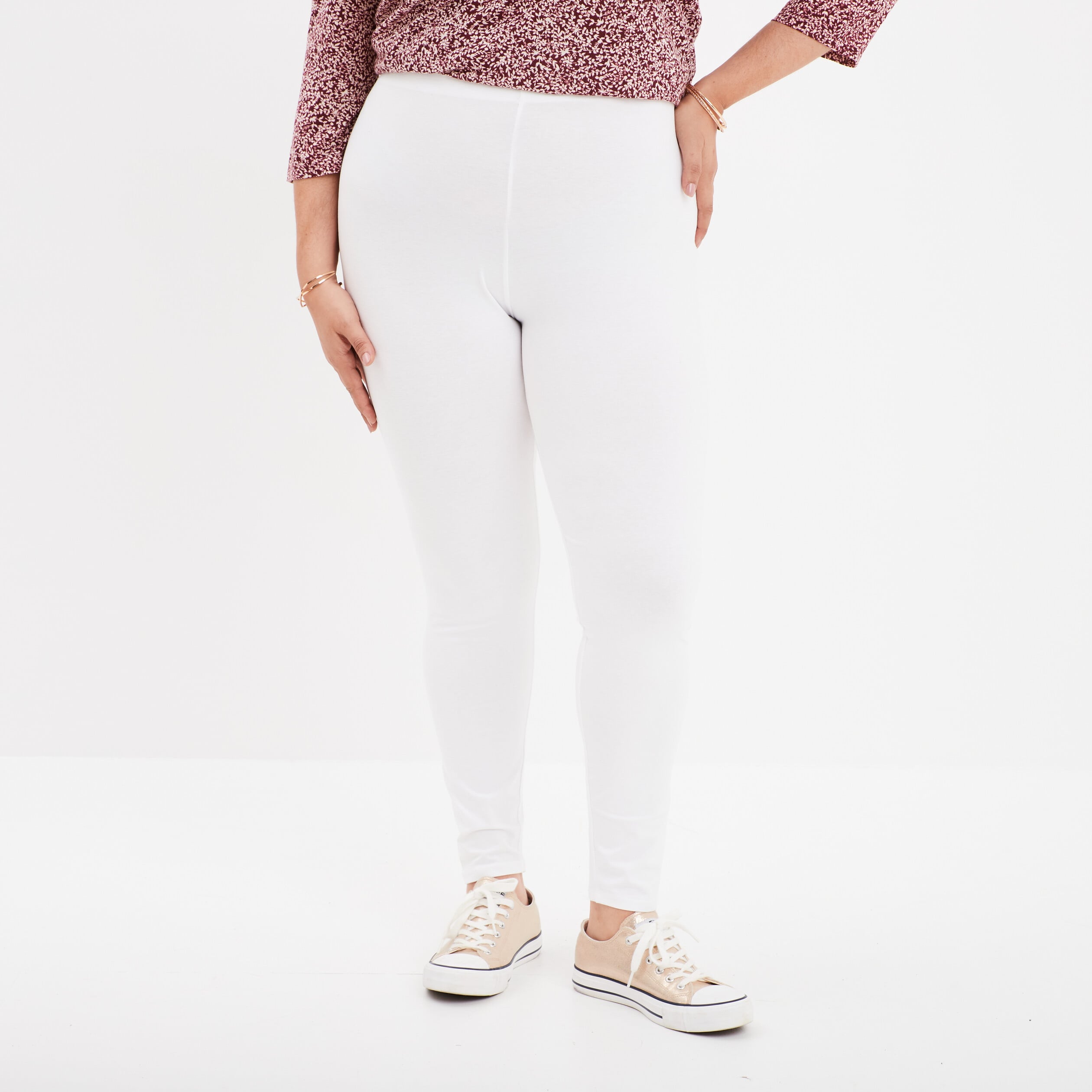 Legging avec taille &eacute;lastiqu&eacute;e blanc femme grande taille