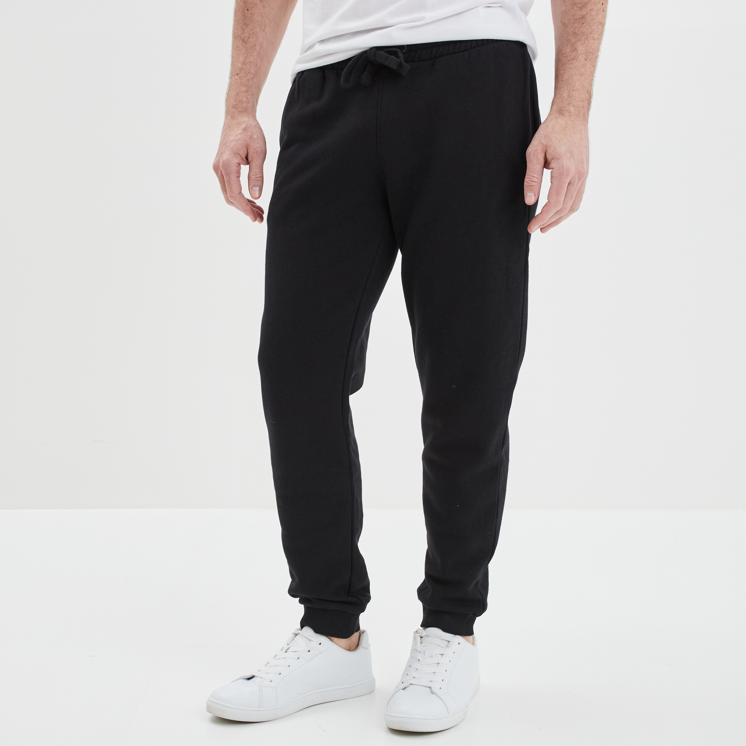 Jogging droit molleton noir homme