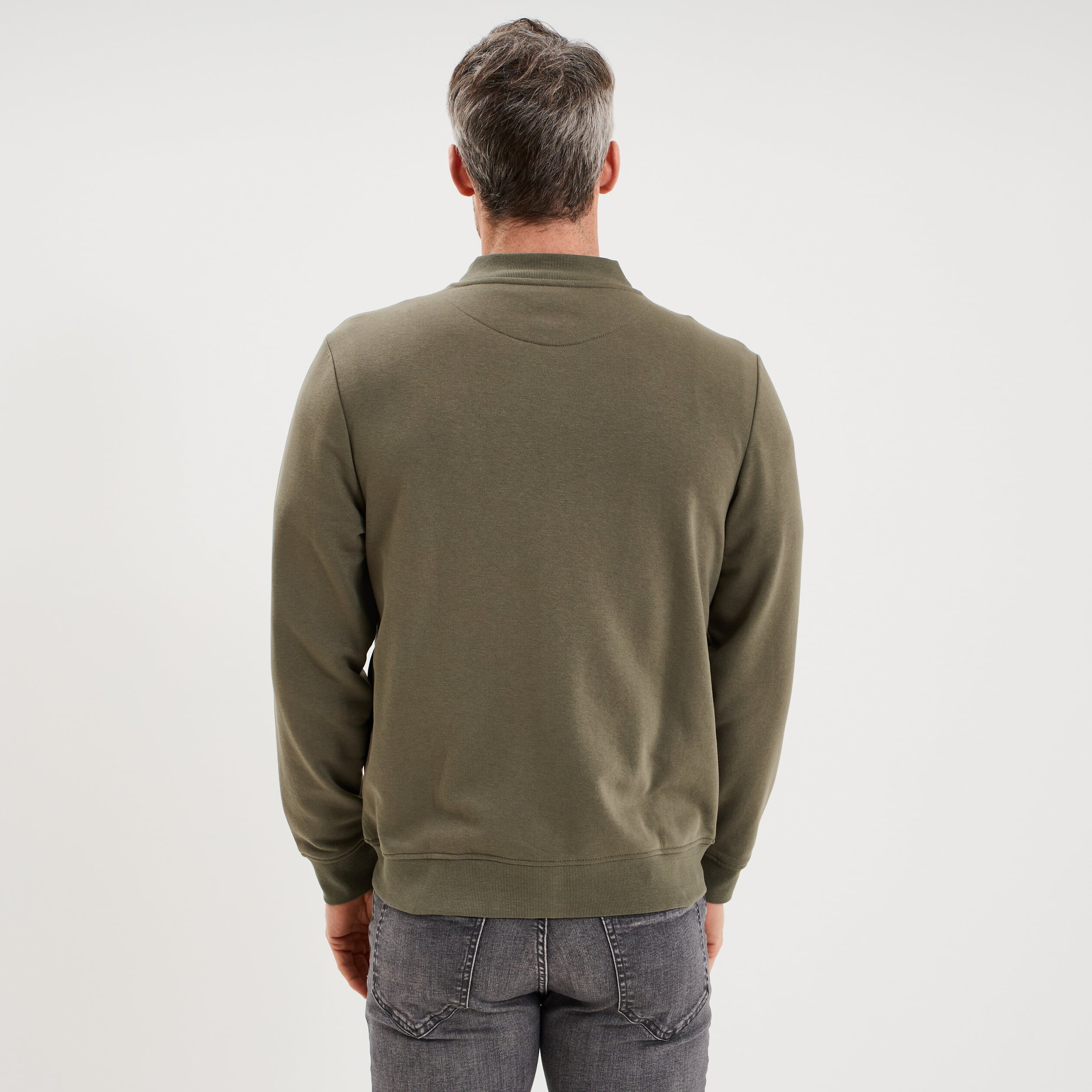Gilet molletonn&eacute; zipp&eacute; col teddy vert kaki homme